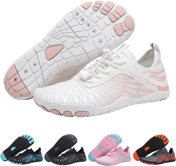 Healthy Non-Slip Barefoot Shoes for Women & Men - Wide Toe Box Hiking Boots, Walking & Running Sneakers - Breathable Lightweight Trail Shoes for Outdoor Activities, Gym Workouts & Daily Wear - White Size 7.5