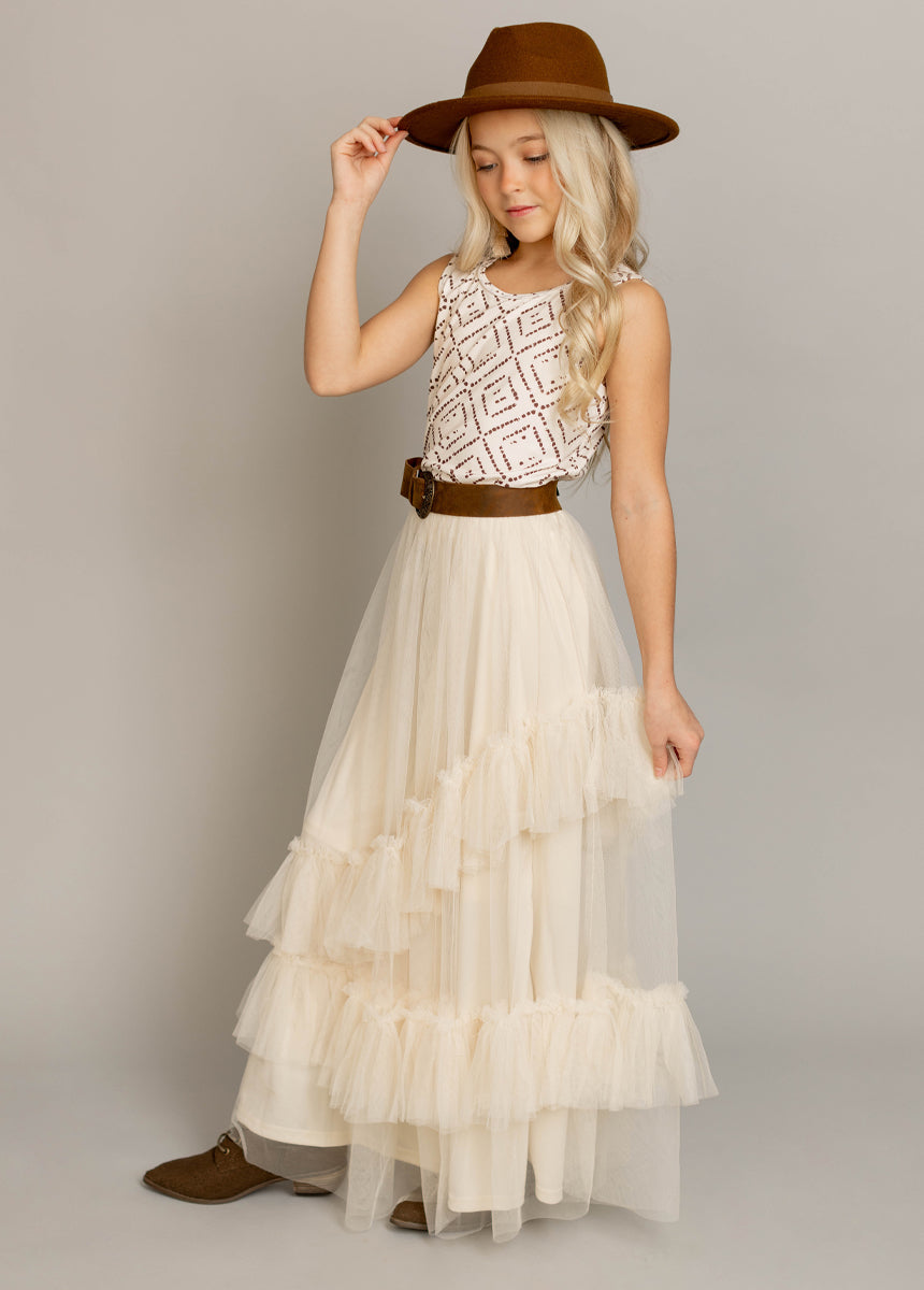 Cream Havana Skirt - Flowy Midi Skirt for Women | Perfect for Summer Outfits, Beach Vacations & Boho Style