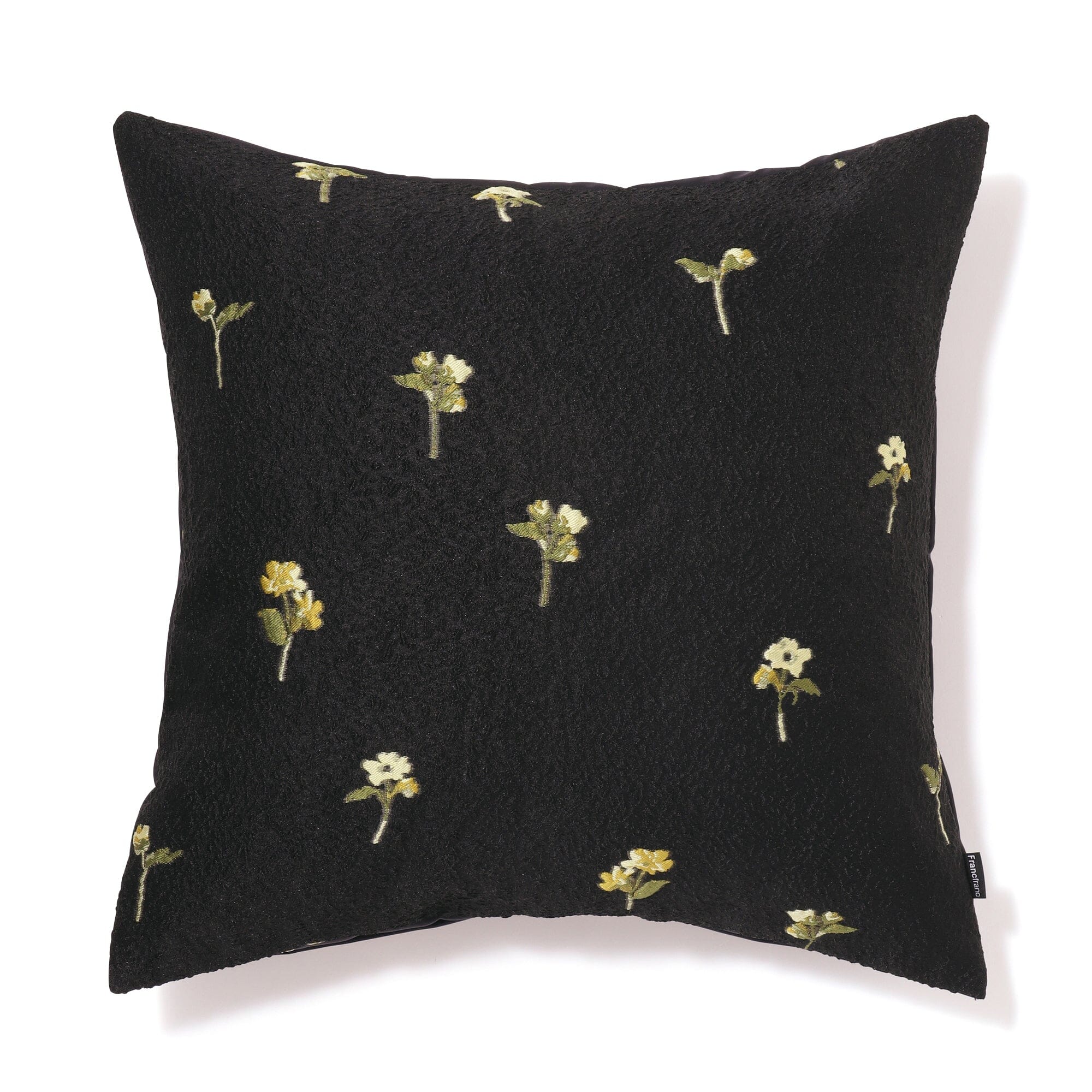 Jq Flower Cushion Cover 18x18 Inches Black - Soft Decorative Pillow Case for Sofa, Bed, Chair - Home Decor Accent for Living Room, Bedroom