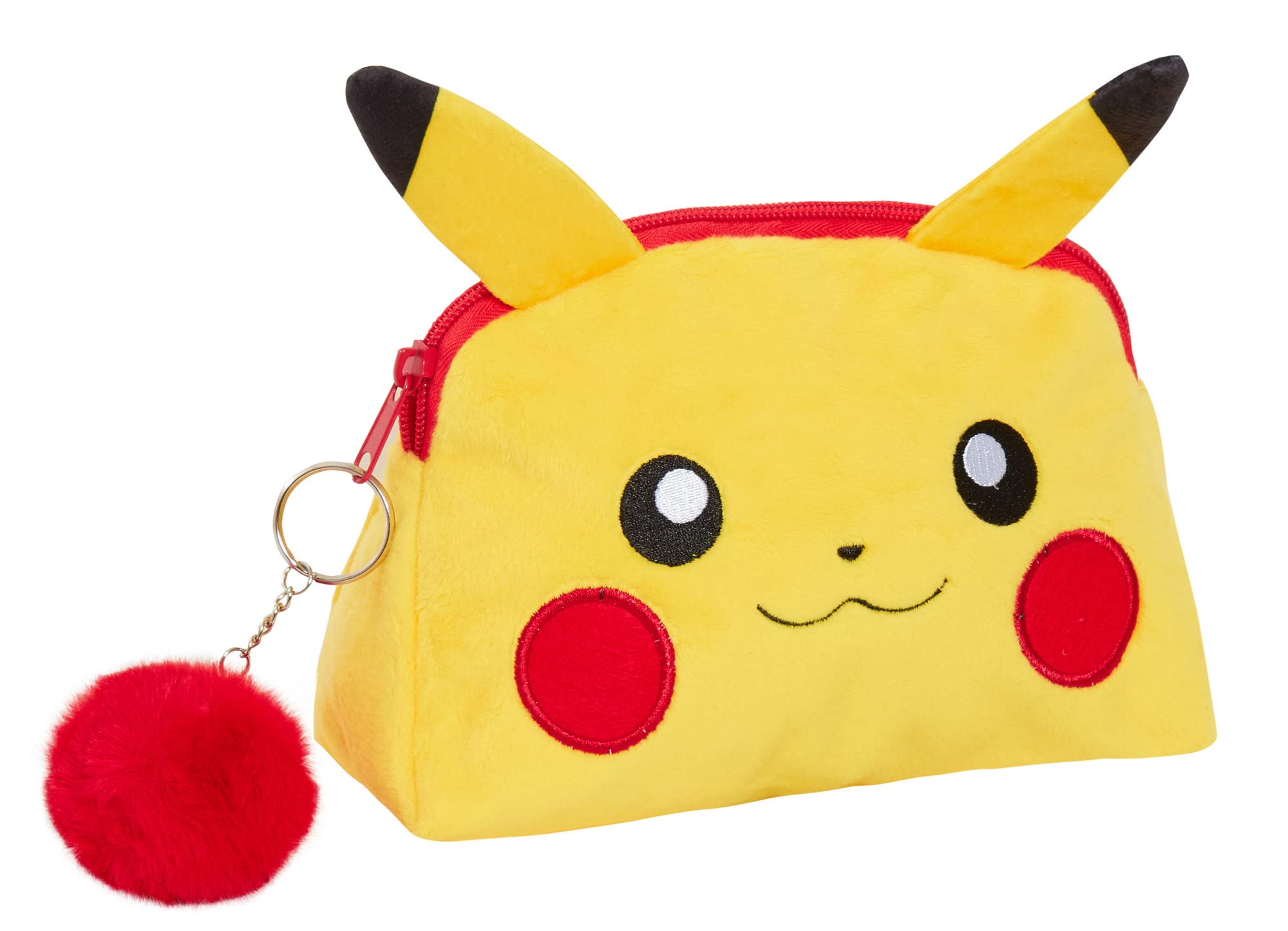 Pokemon Pikachu Plush Toiletry Bag - Waterproof Makeup Cosmetic Pouch for Travel, Gym & School - Cute Yellow Pencil Case & Toiletries Organizer