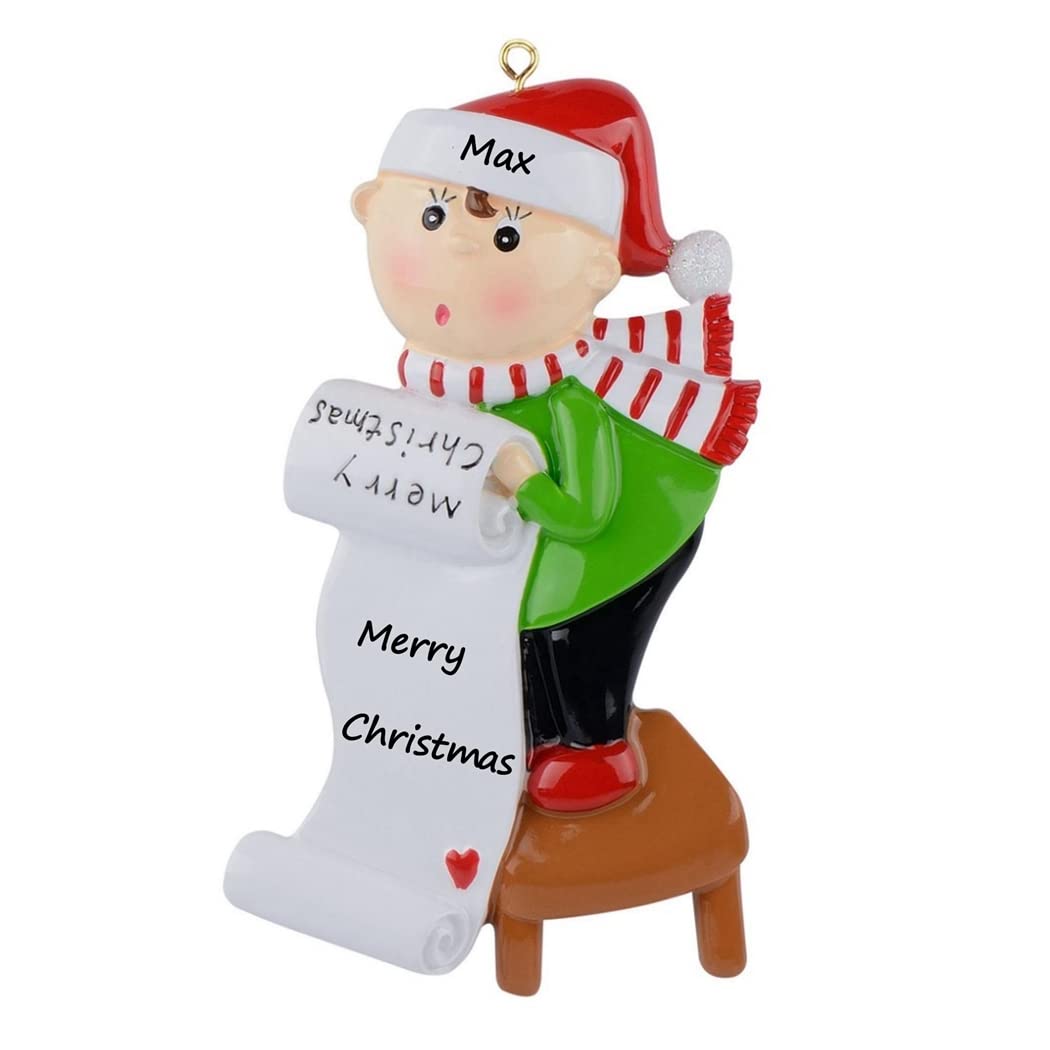 MAXORA Personalized Baby Santa Christmas Ornament - Custom Name Scroll Tree Decoration for Baby's First Christmas | Holiday Home Decor & Gift Idea