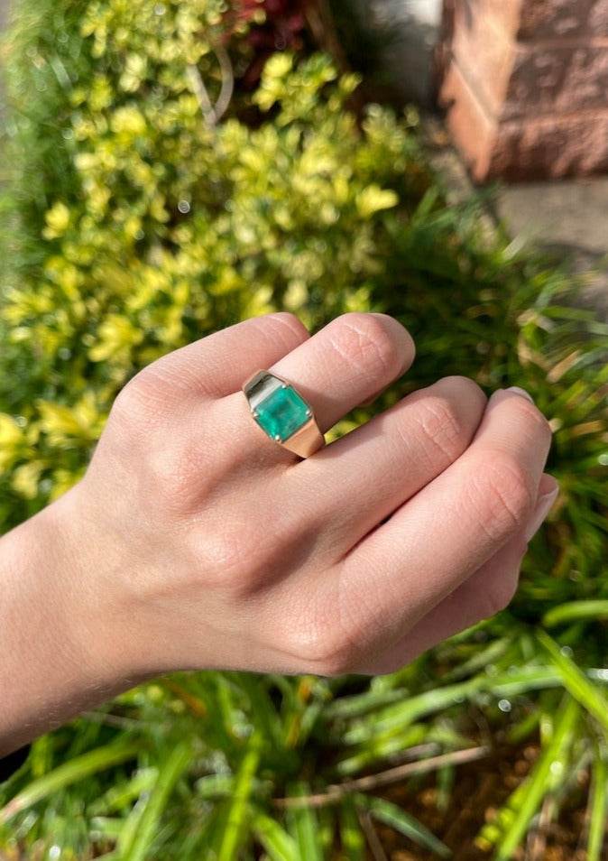 3.63 Carat Emerald Cut Green Emerald Men's Ring for Business Professionals - Perfect for Executive Gifts, Weddings & Formal Occasions
