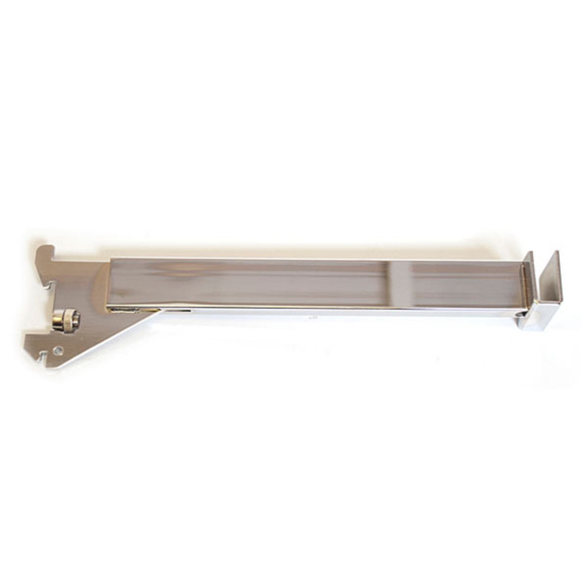 Heavy Duty Hangrail Bracket - 12 Pack, 1 Slot, 2 On Center, Chrome Plated for Retail Display & Closet Organization
