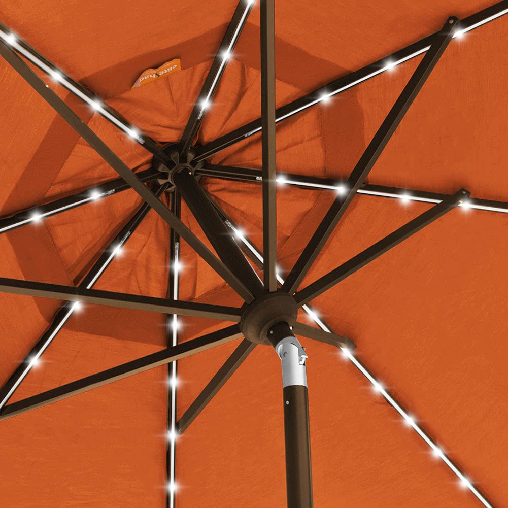 EliteShade USA 10-Year Fade-Resistant 9ft Solar-Powered 3-Tier Patio Umbrella with 80 LED Lights - Outdoor Market Umbrella with Ventilation & Rust-Proof Design for Backyard, Poolside & Restaurant Dining