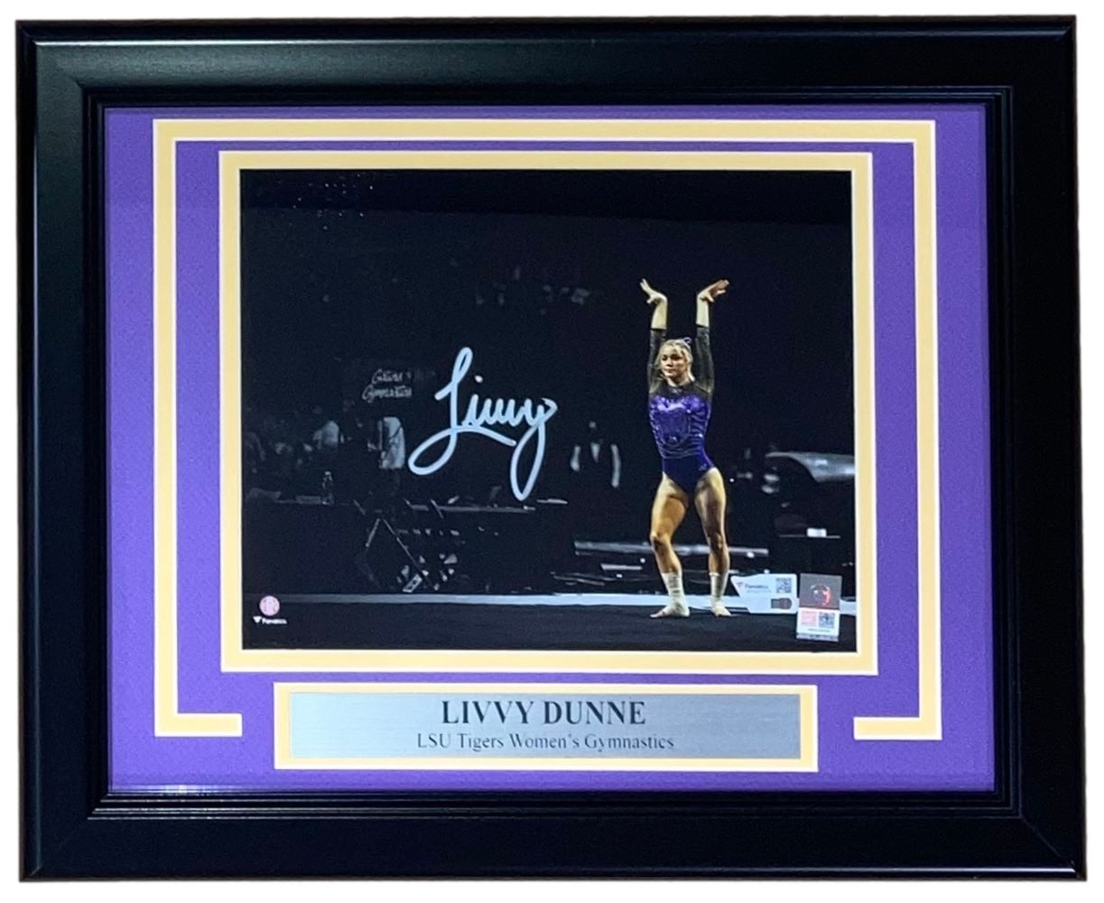 Livvy Dunne Autographed LSU Tigers 8x10 Photo - Framed Collectible for Sports Fans & Memorabilia Enthusiasts - Perfect for Home, Office, or Gym Decor