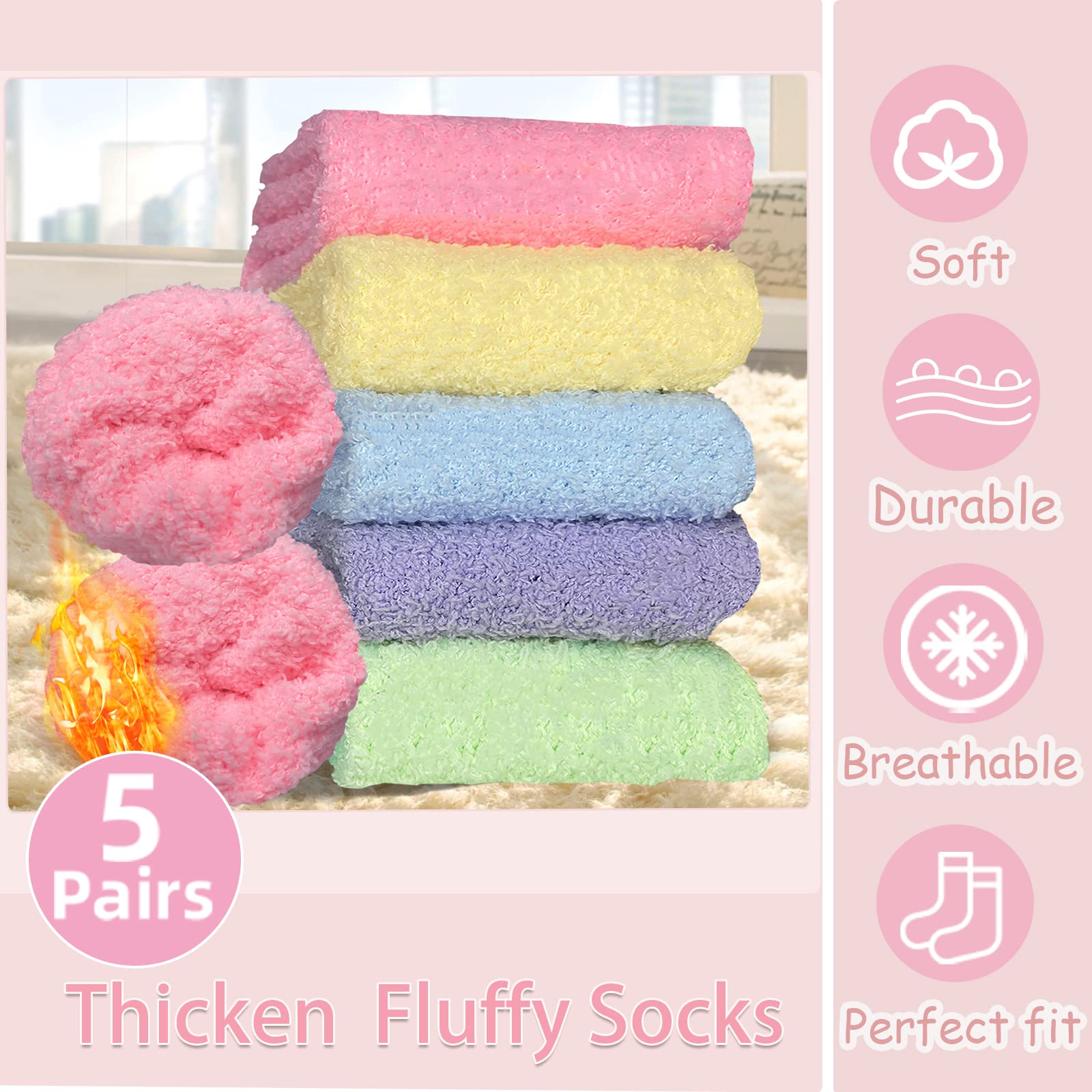Josnow Women's Fluffy Fuzzy Socks - Ultra Soft Warm Thermal Bed Socks for Winter, Cozy House Slippers - Perfect Christmas Gifts for Mom, Wife, Daughter | Great for Lounging, Sleeping & Cold Weather Comfort
