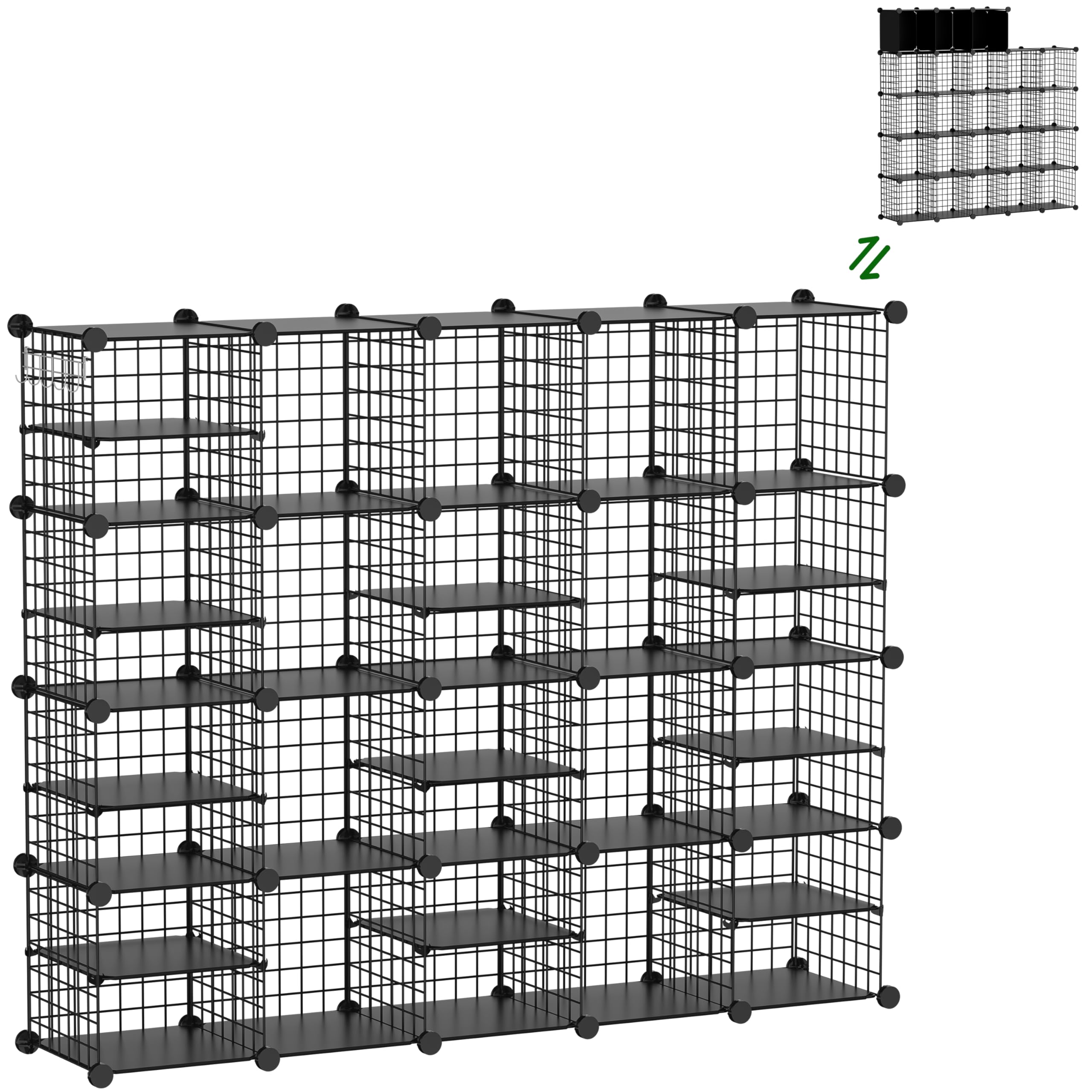 Wire Cube Storage Organizer - 20 to 23 Cubes Expandable Metal Grid Shelf Unit for Closet, Bedroom, Living Room & Office Organization | Space-Saving Storage Solution for Home & Workspace