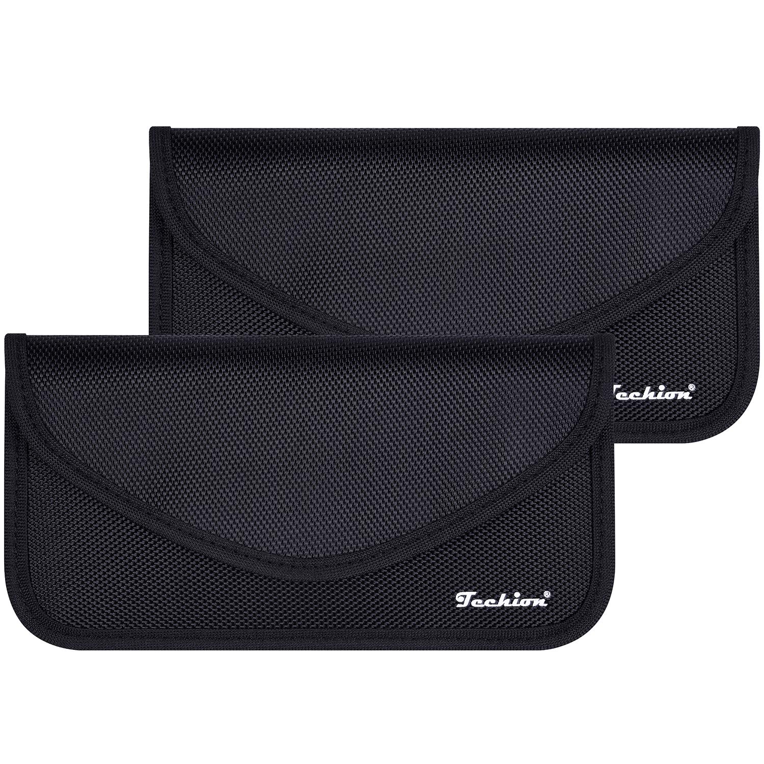 Techion 2 Pack RFID Faraday Bag - Signal Blocking Pouch for Cell Phone & Car Key FOB | Anti-Hacking Privacy Protection | Perfect for Travel, Business & Security Conscious Users - Black
