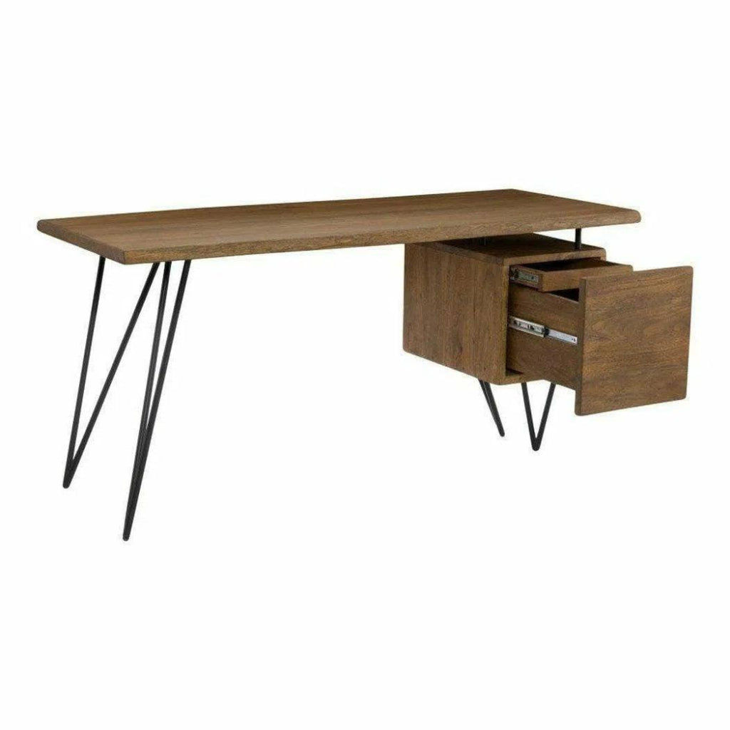 64 Inch Industrial Brown Wooden Desk - Sturdy & Spacious Home Office Desk for Work, Study & Gaming