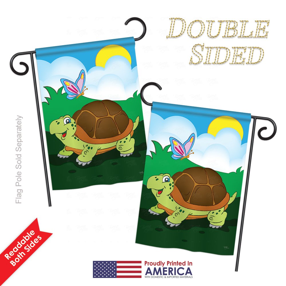 Double-Sided Turtle Garden House Flags Set - 28x40 Inch Outdoor Decorative Yard Banner with Animal Critter Designs (Bee, Ladybug, Pet, Nature) - Perfect for Garden, Patio, Lawn & Home Decor Gifts
