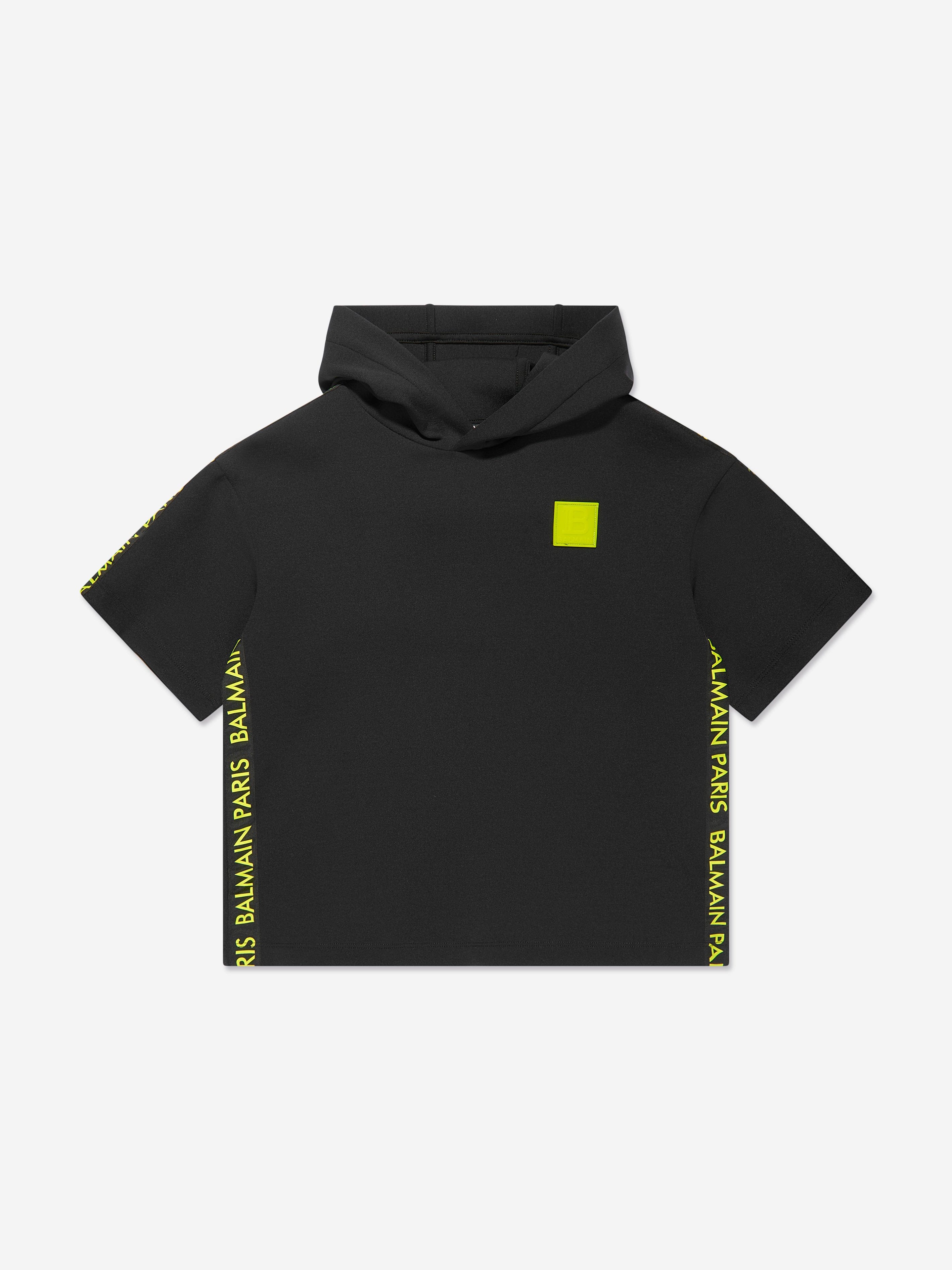 Balmain Boys Short Sleeve Hoodie - Black Cotton Pullover for Kids | Casual Wear, School Outfits & Everyday Comfort