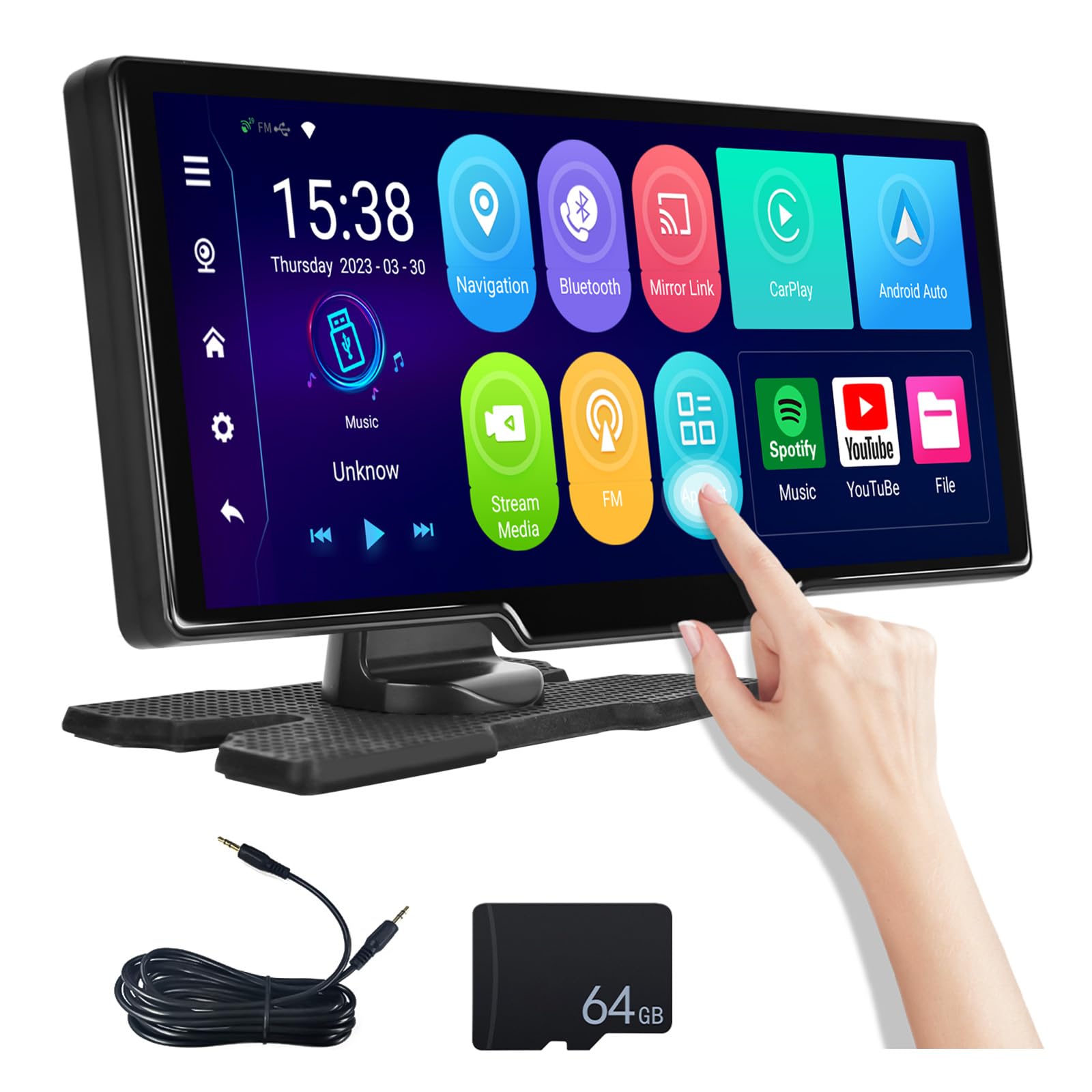 10.26-inch Android 12 Car Stereo with Wireless Apple CarPlay & Android Auto - 2GB RAM 32GB ROM, Bluetooth, Touchscreen, WiFi, GPS, App Store Support, Rear Camera Compatible - Perfect for Seamless Navigation, Music Streaming & Hands-Free Calling in Your Vehicle
