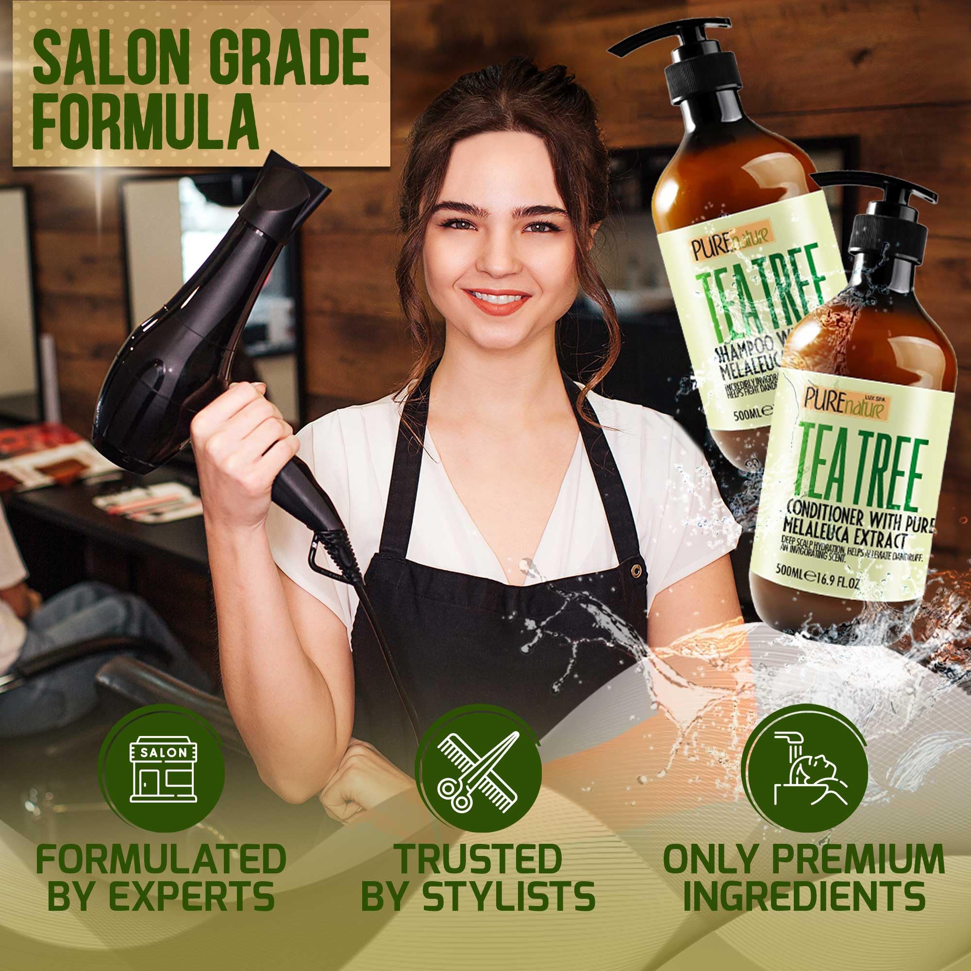 Tea Tree Oil Shampoo and Conditioner Set - Sulfate & Paraben Free for Oily Hair, Itchy Scalp & Dandruff Control - Natural Hair Care Treatment for Men & Women - Perfect for Daily Use & Scalp Refreshment