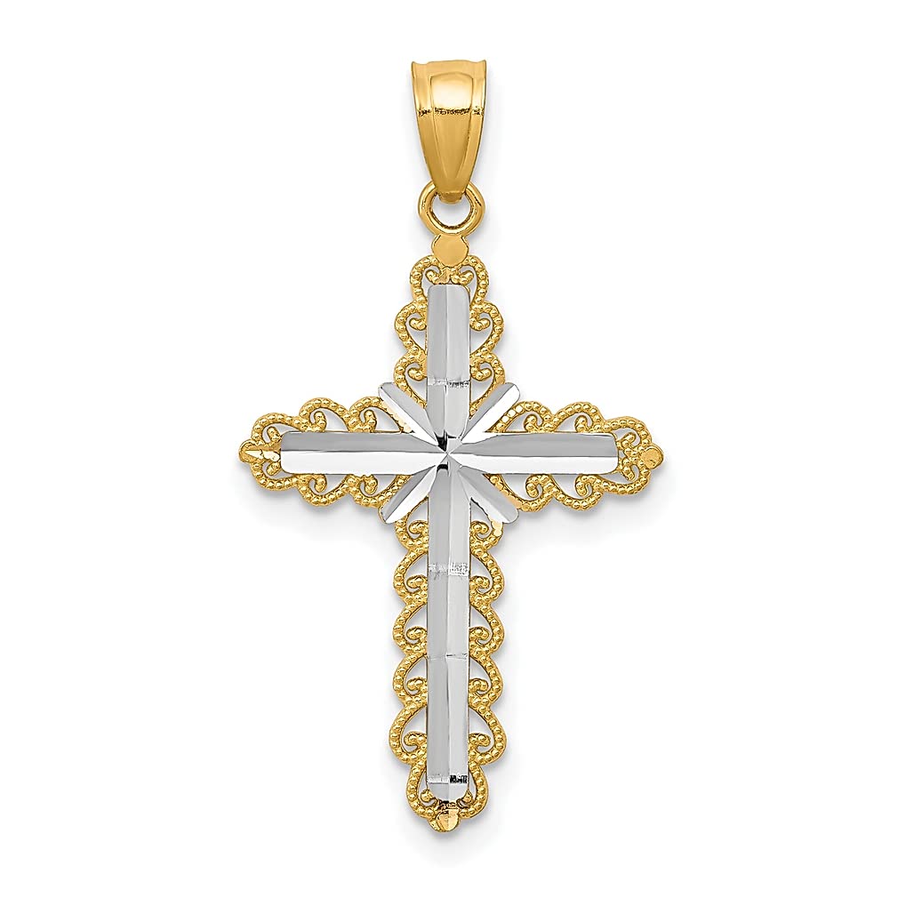 10K Yellow Gold Cross Pendant Necklace for Women - Religious Latin Charm Jewelry - Perfect Gift for Her - Ideal for Baptisms, Weddings, and Everyday Faith-Inspired Style