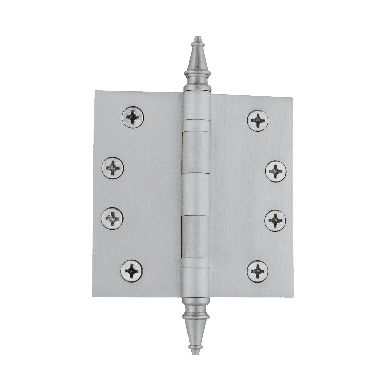 4 Pack Heavy Duty Satin Nickel Hinges with Steeple Tip & Square Corners - Perfect for Cabinets, Doors, and Furniture Hardware Installation