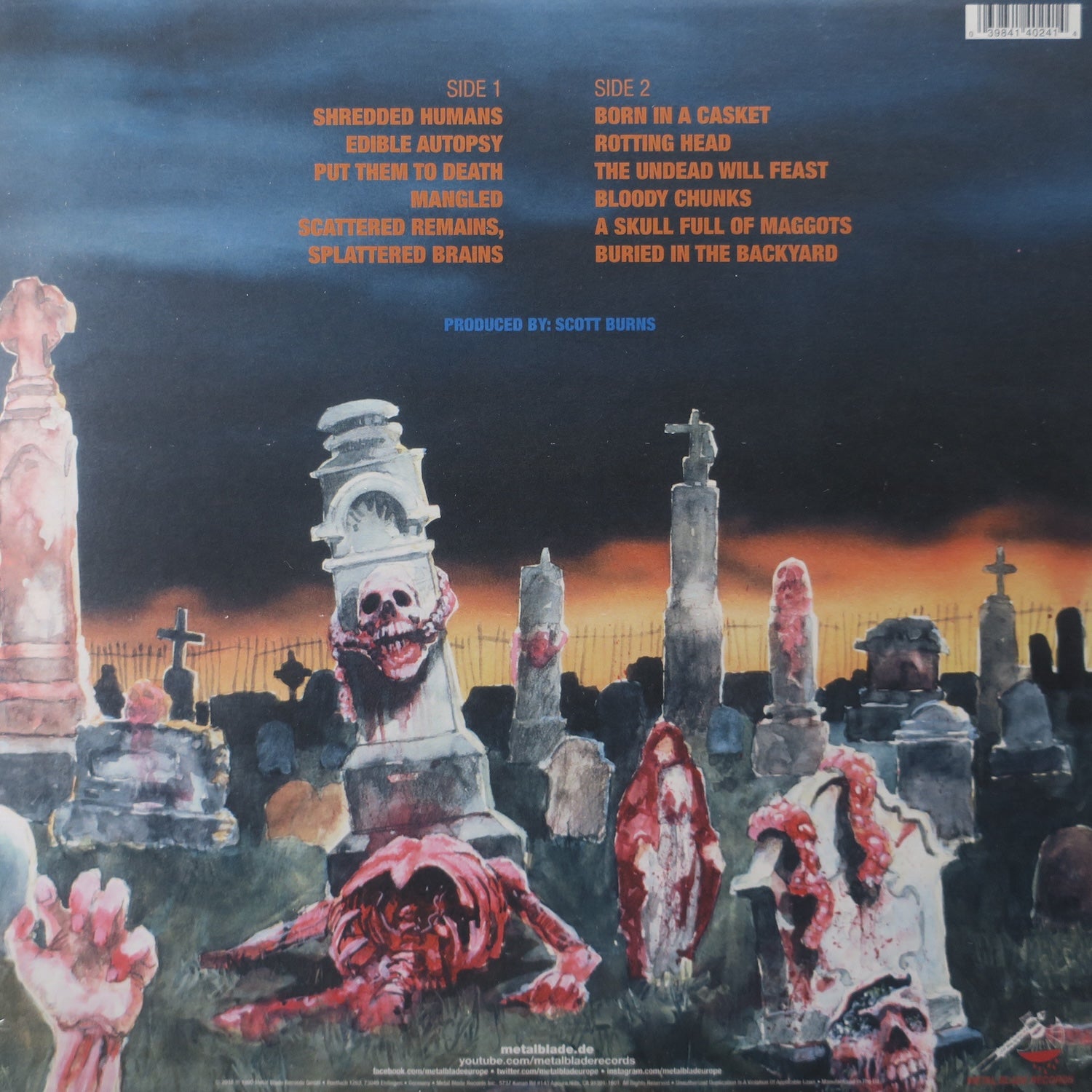 CANNIBAL CORPSE 'Eaten Back To Life' 180g Vinyl LP - Limited Edition Death Metal Record (1990) - Perfect for Metal Collectors & Audiophiles