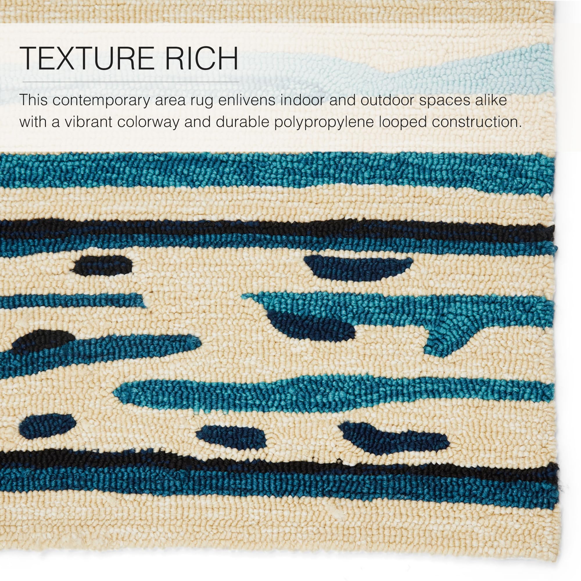 Jaipur Living 4x6 Outdoor Area Rug - Blue & Green Striped Patio Rug for Garden, Deck, and Poolside Decor