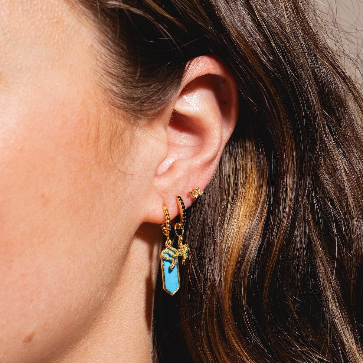 Solid Gold Slither Snake Stud Earrings - 14K Yellow Gold Snake Jewelry for Women | Perfect for Parties, Date Nights & Gifts