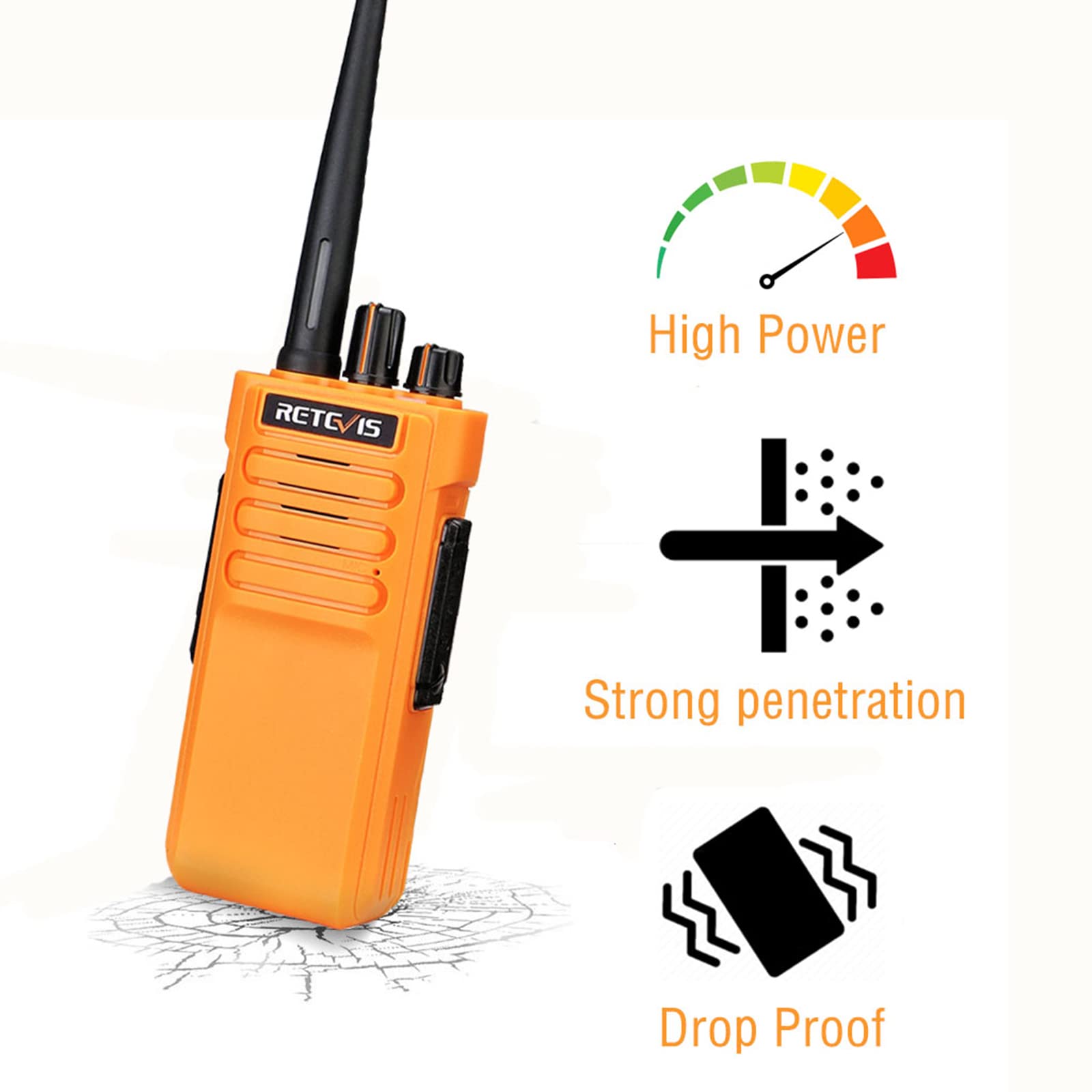 Retevis RT29 Long Range Walkie Talkies for Adults - 2 Way Radios with 3200mAh Rechargeable Battery, IP67 Waterproof & VOX Alarm - Heavy Duty Two Way Radios for Construction, School, Hiking, Camping and Outdoor Activities (4 Pack)