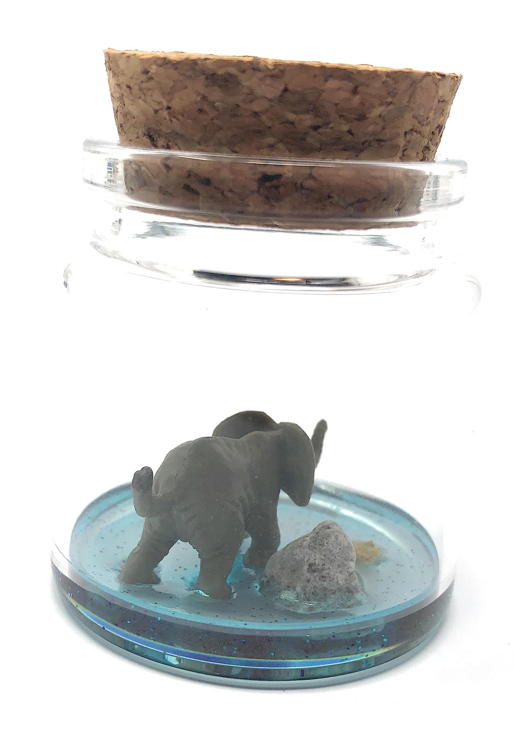 Mini Glass Terrarium with Adorable Elephant Desk Pet & Adoption Certificate - Perfect for Office Decor, Home Display & Stress Relief Gifts