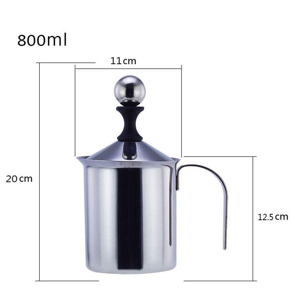 BOLLAER Stainless Steel Milk Frother Handheld - Electric Whisk for Coffee, Hot Chocolate, Latte, Cappuccino & Milkshakes - Battery Operated Drink Mixer & Foam Maker - Perfect for Home, Office & Coffee Shops