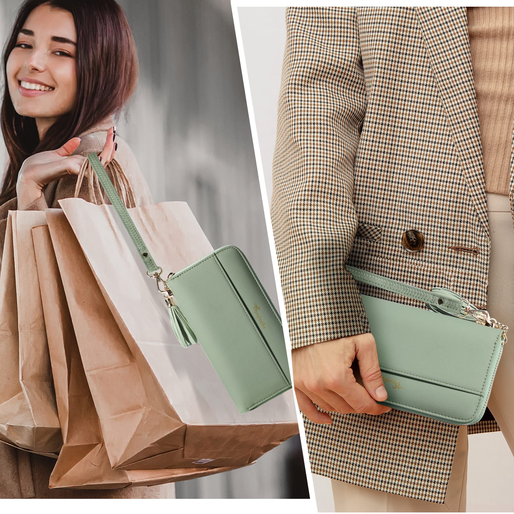 Travelambo Women's Wallet with Tassel - Slim Bifold Clutch Purse with Wrist Strap for Ladies | Perfect for Everyday Use, Travel & Special Occasions