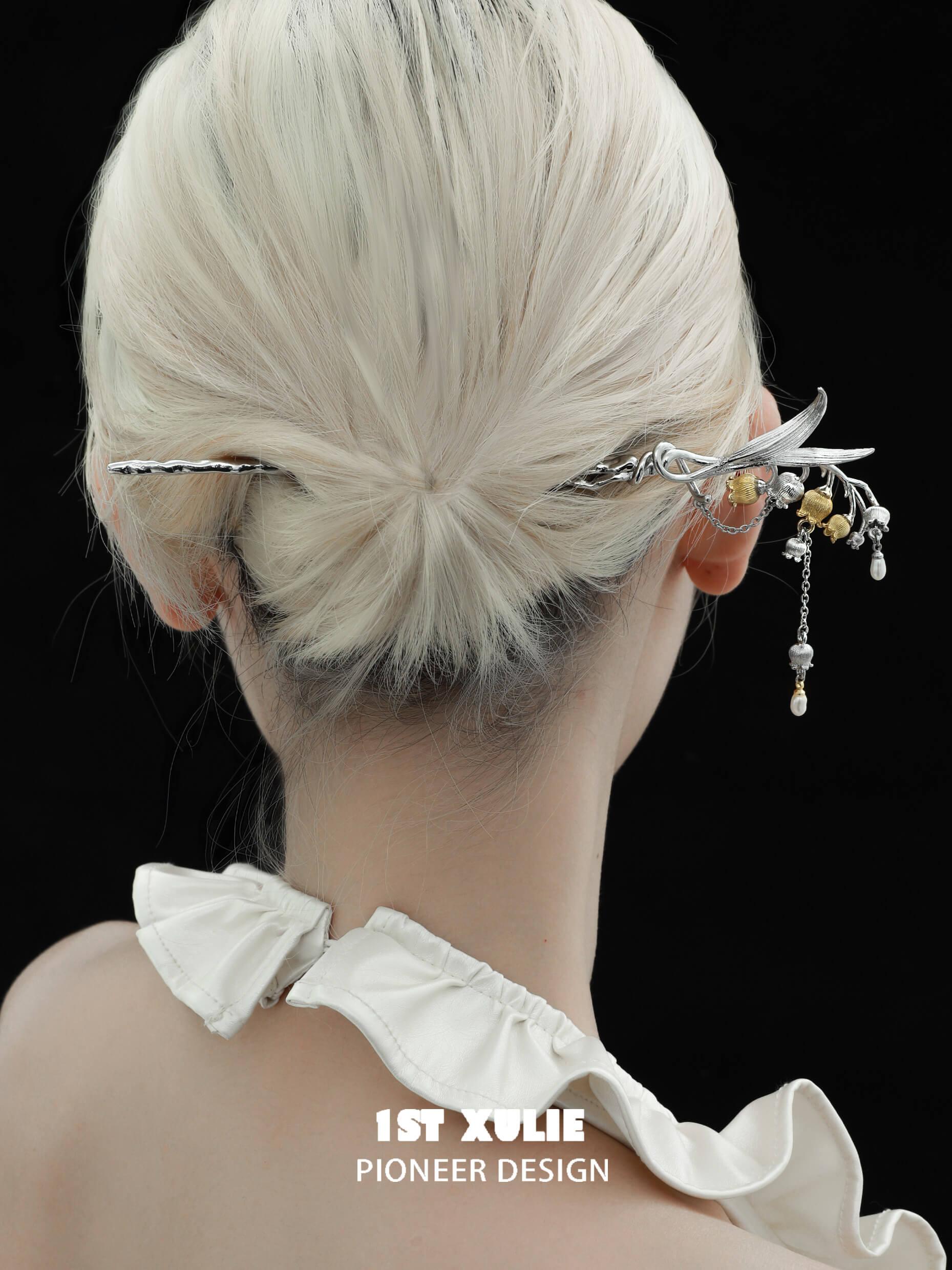 18K Gold Plated Lucky Cat Pearl Hair Pins - Elegant Tulip Design Hair Accessories for Women, Bridal Hair Clips, Prom, Wedding, and Special Occasions