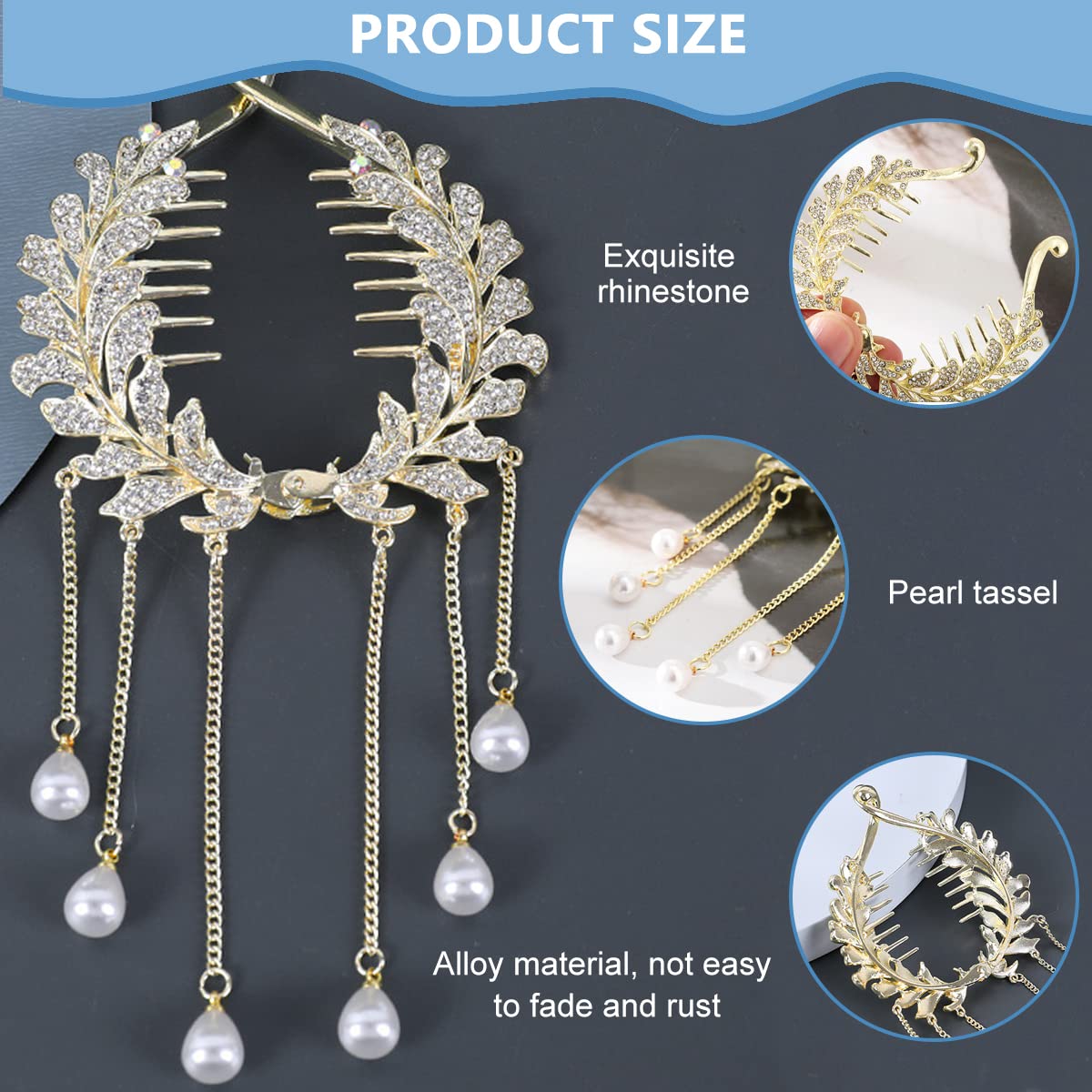 SANNIDHI® Rhinestone Claw Hair Clips for Women - Elegant Twist Bun Holders for Wedding, Party & Everyday Use - Trendy Metal Hair Accessories for Women & Girls (2-Pack)