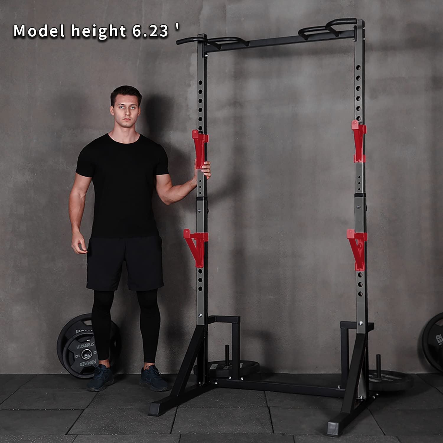CANPA Heavy Duty Power Rack with Pull-Up Bar - 1000LB Capacity Adjustable Squat Rack for Home Gym - Perfect for Strength Training, Weightlifting & CrossFit Workouts