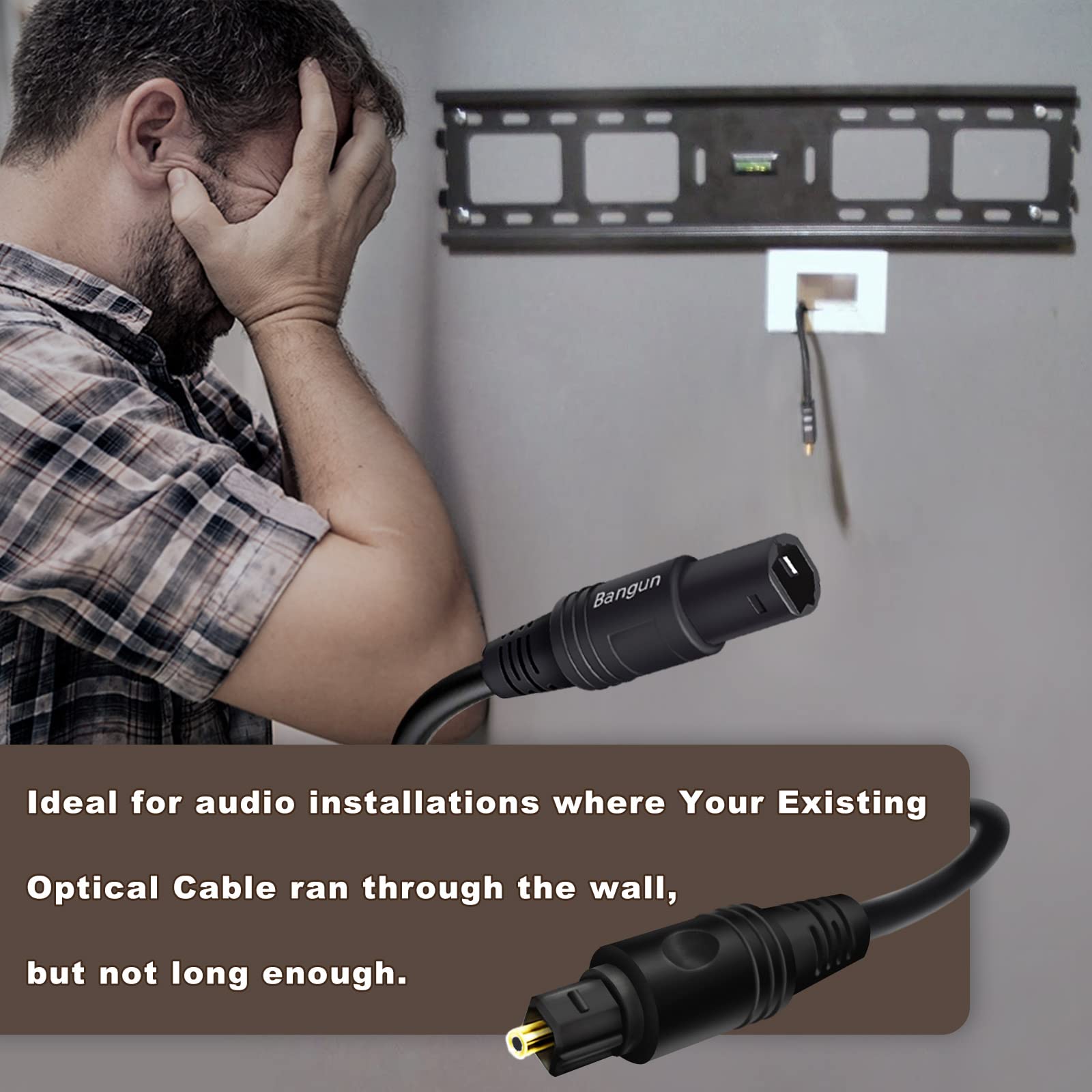 3ft Optical Cable Extension - Toslink Extender Cable, Male to Female Digital Audio Fiber Optic Cable for Soundbar, TV, PS4, Xbox, Home Theater - Perfect for Gaming, Home Entertainment & Audio Systems