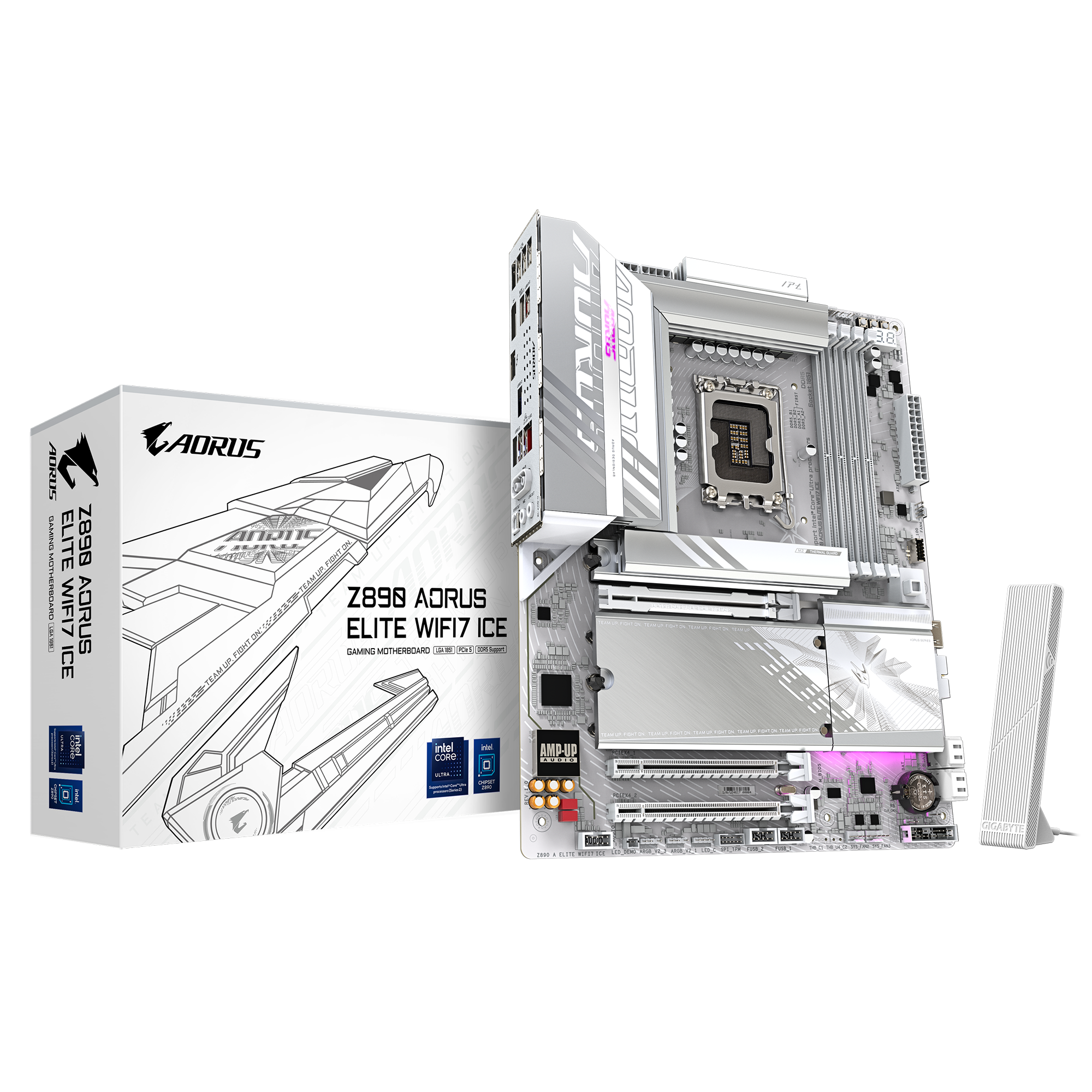 Gigabyte Z890 Aorus Elite Ice ATX Motherboard - Intel LGA 1700 Socket, DDR5, PCIe 5.0, WiFi 6E - Perfect for Gaming PC Builds & High-Performance Workstations