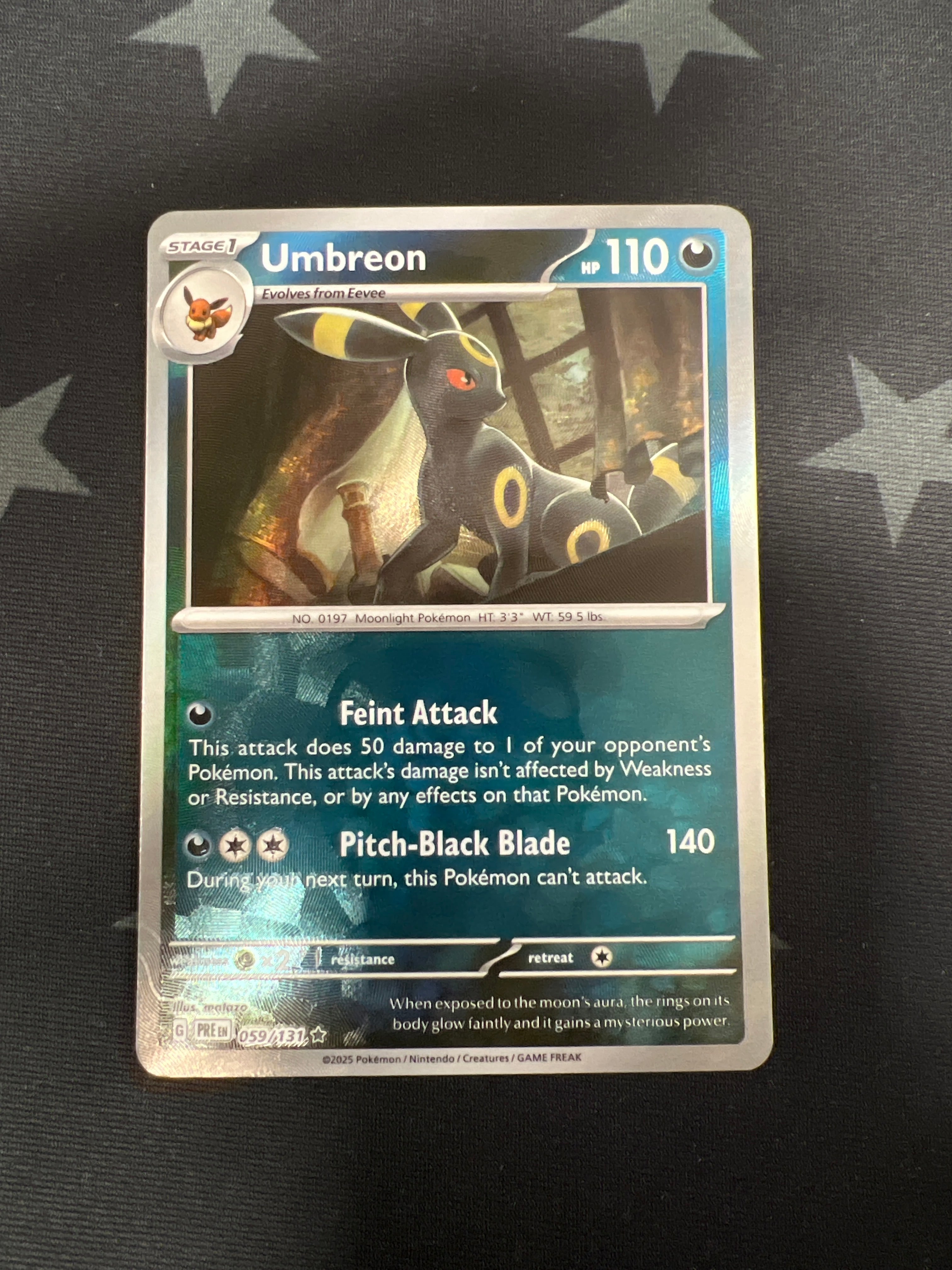 Umbreon Pokemon Card (Prismatic Evolutions 059/131) Masterball Reverse Holo - Rare Collectible Trading Card for Pokemon TCG Players & Collectors - Perfect for Battles, Trading, and Display