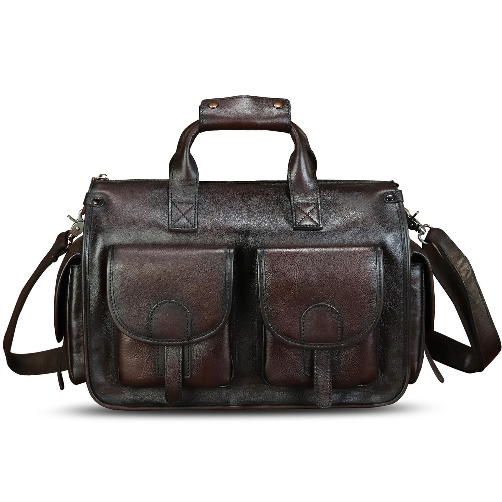 Genuine Leather Messenger Bag for Men - Professional Briefcase & Laptop Bag with Adjustable Shoulder Strap - Perfect for Office, Business Travel & Daily Commute