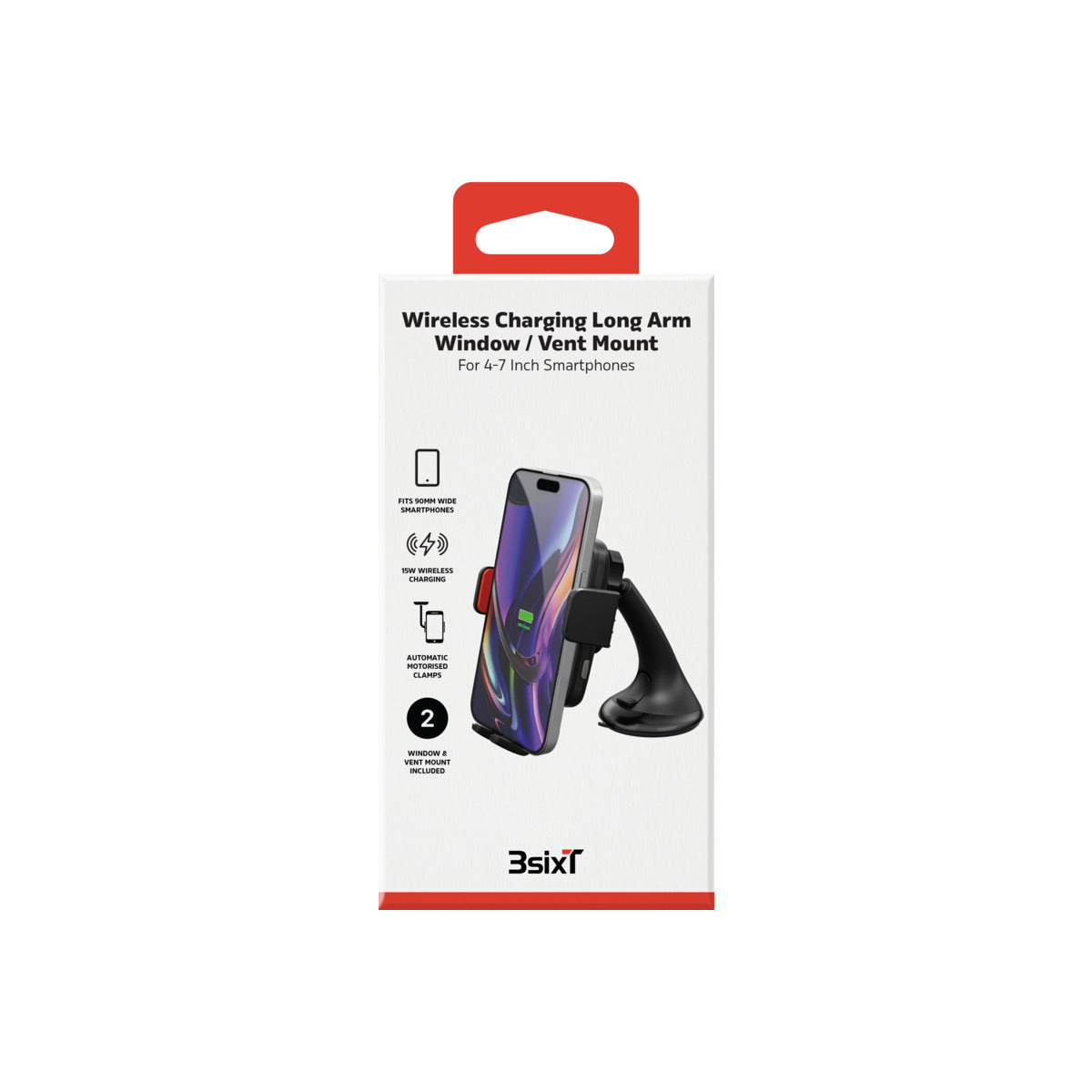 3sixT Premium Wireless Car Phone Holder - 2-in-1 Motorized Charging Mount for iPhone & Android | Perfect for GPS Navigation & Hands-Free Driving
