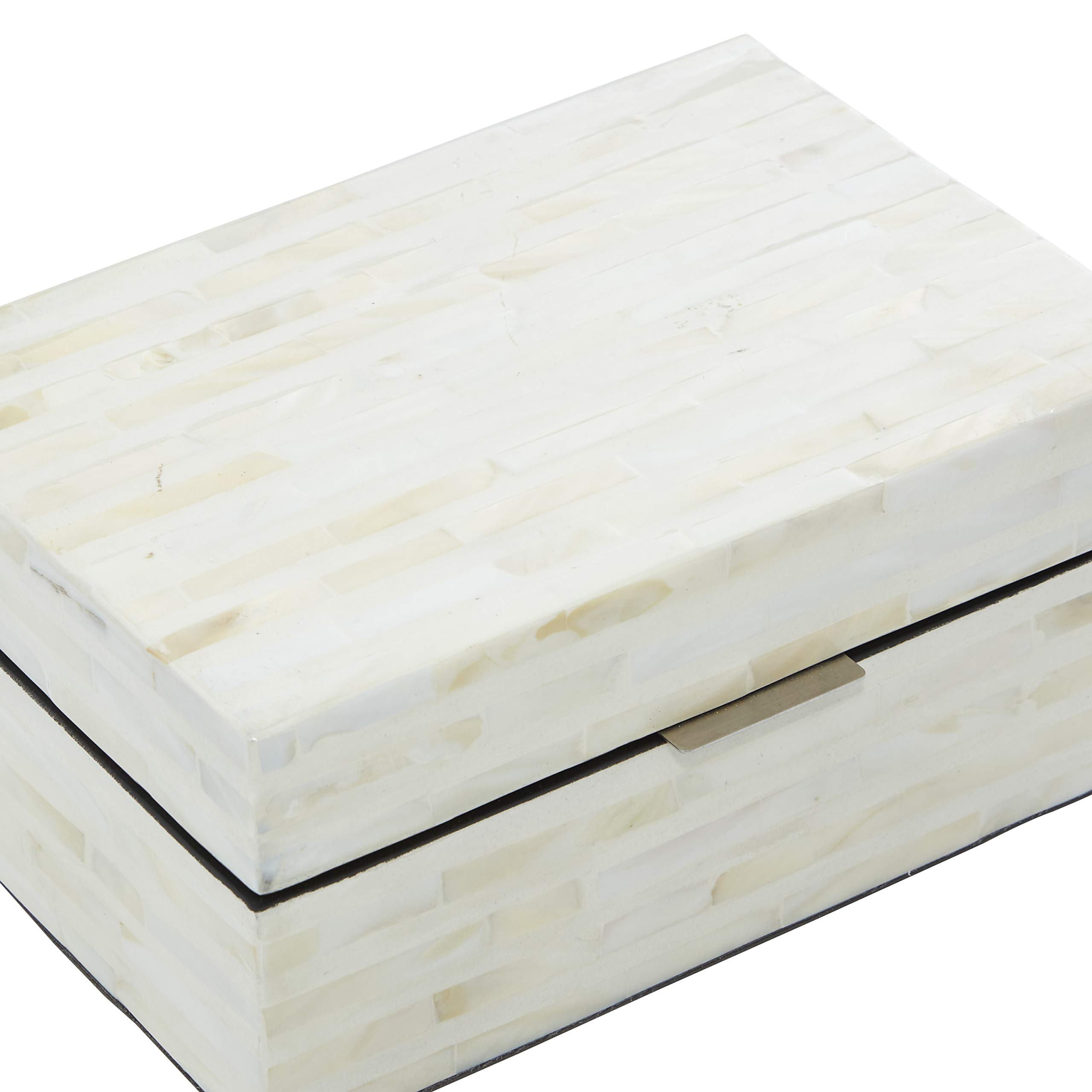 Deco 79 Mother of Pearl Shell Handmade Decorative Storage Box Set of 2 - 12
