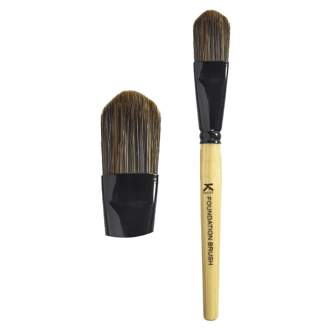 **KINDED Professional Flat Foundation Makeup Brush - Smooth Soft Synthetic Bristles, Anti-Rust Aluminum Ferrule & Natural Wooden Handle - Perfect for Face & Neck Makeup Application**