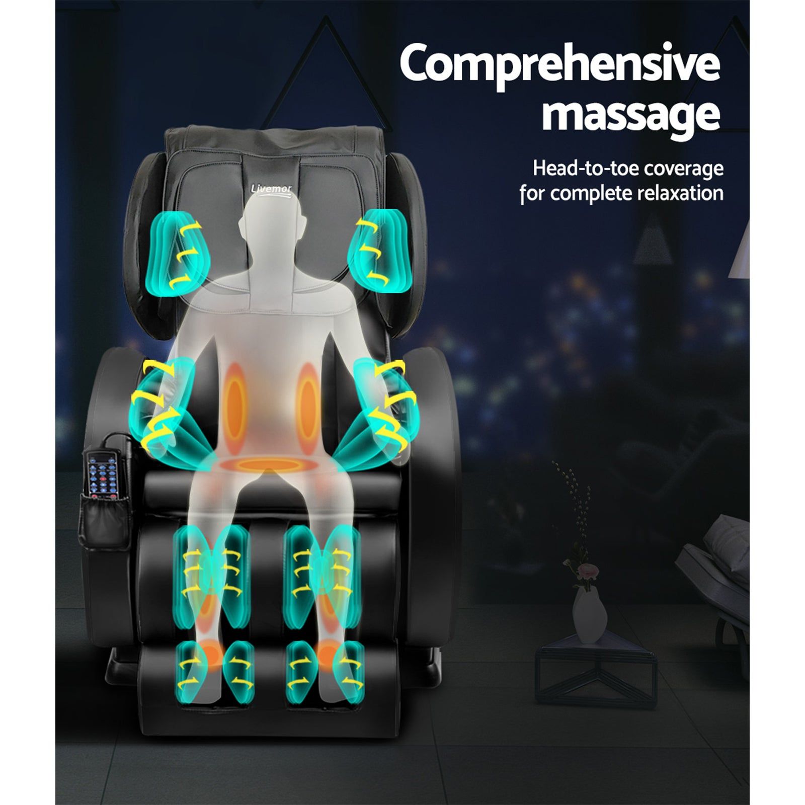 Livemor Electric Massage Chair with Zero Gravity Recliner - Full Body Shiatsu Massage for Home & Office Relaxation