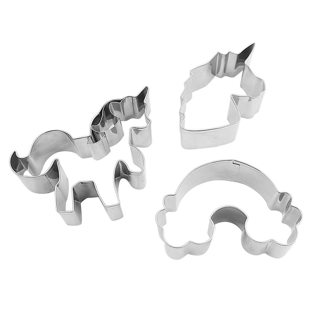 Bestonz 3-Piece Stainless Steel Unicorn & Cloud Cookie Cutters Set - Durable Biscuit Baking Molds for Fondant, Dough, Candy, Pastry - Perfect for Birthday Parties, Baby Showers & Holiday Baking Decorations