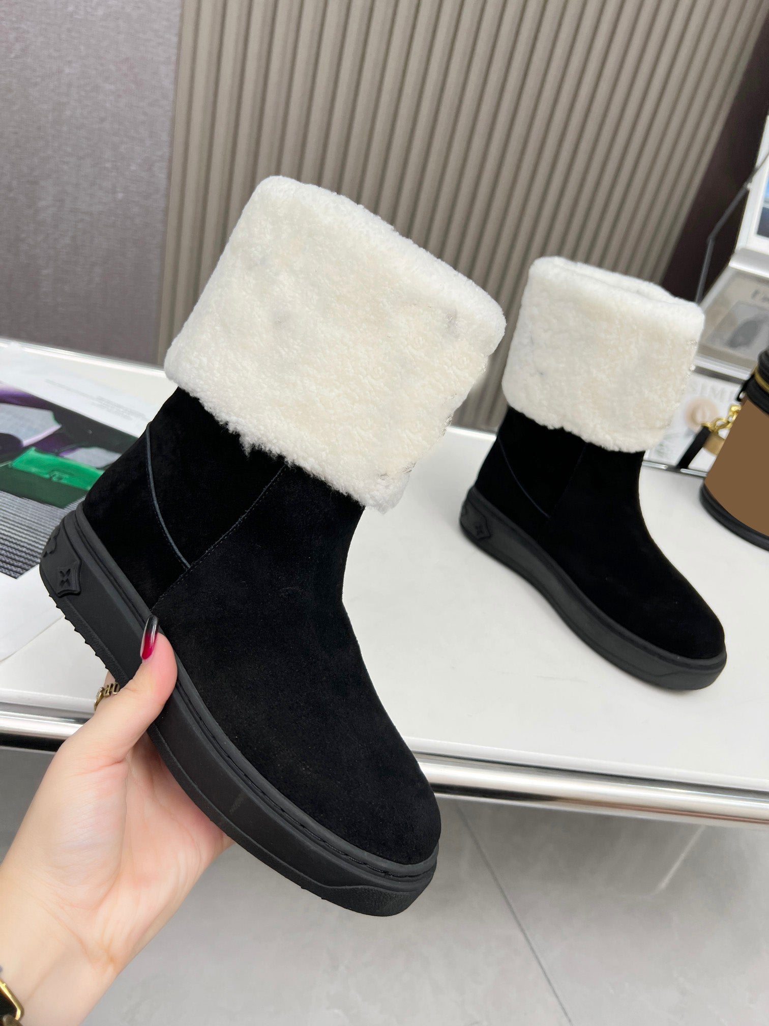 Stylish Lambswool Rhinestone Boots for Women - Winter Fashion & Comfort - Perfect for Parties, Weddings & Holiday Outfits