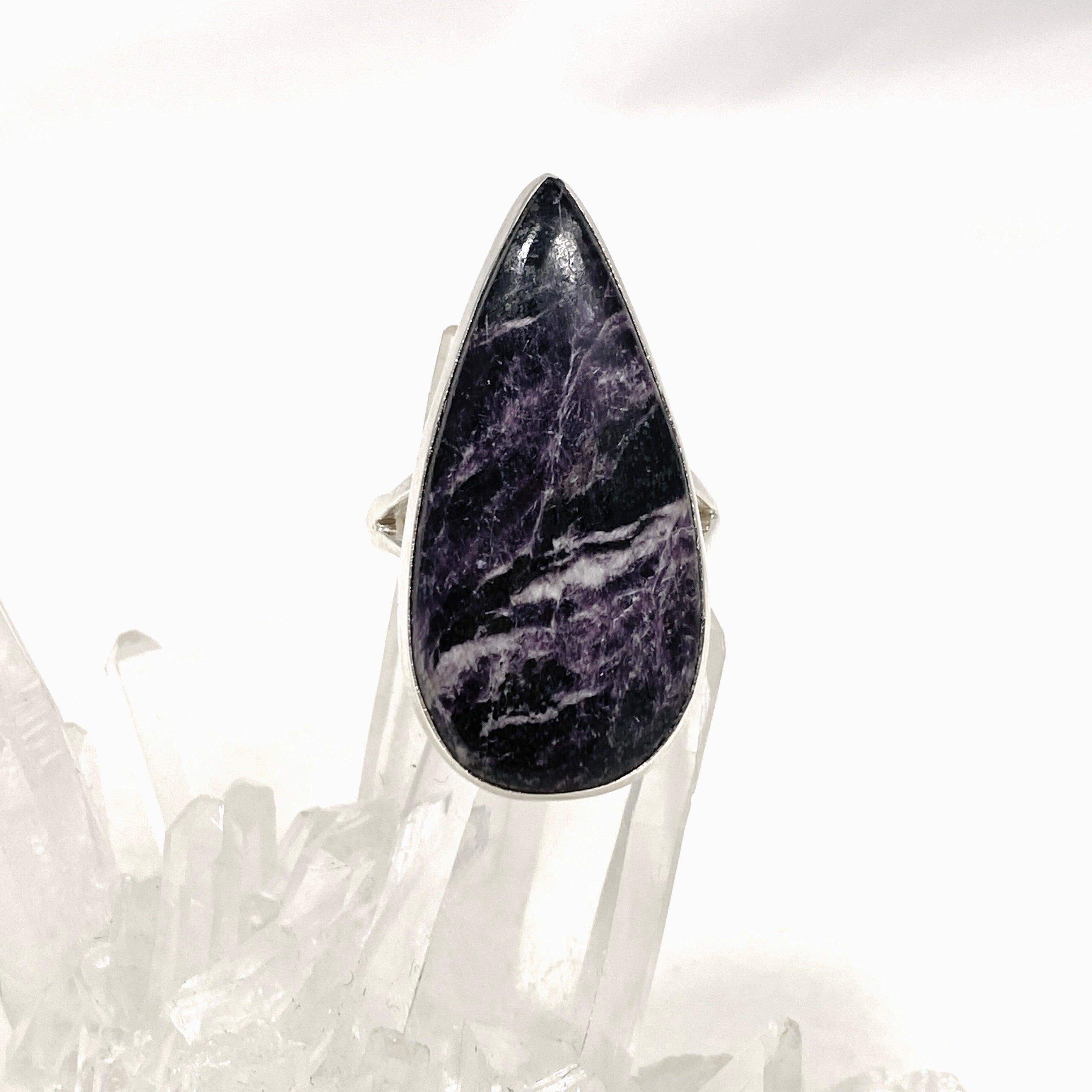 Kammererite Teardrop Split Band Ring for Women - Size 9 KRGJ3143 | Elegant Purple Stone Jewelry for Parties, Weddings & Special Occasions