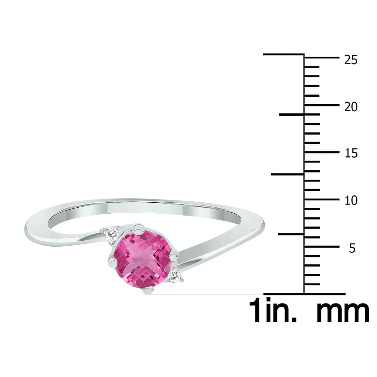 10K White Gold Women's Pink Topaz & Diamond Wave Ring – Elegant Jewelry for Weddings, Parties & Special Occasions