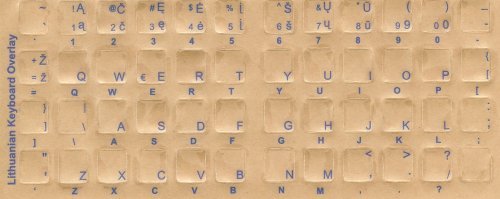 Lithuanian Keyboard Stickers - Blue Character Labels for White Computer Keyboards | Non-Slip Overlays for Laptop & Desktop Typing | Perfect for Multilingual Typists & Language Learners