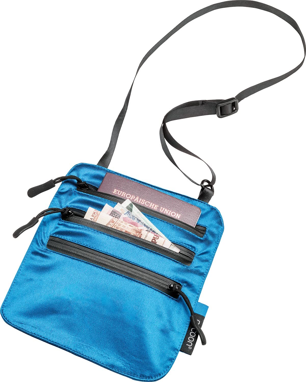 Premium COCOON Secret Neck Travelers Wallet - Waterproof Silk Money Pouch for Travel - Blue Lagoon - One Size - Perfect for Hiking, Beach & International Trips