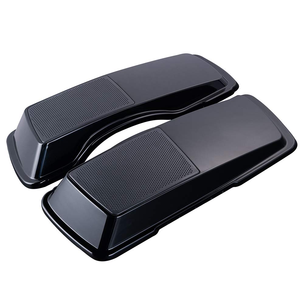 1993-2013 Harley Touring FLH FLHX Motorcycle Saddlebag Speaker Lids - 6x9 Inch Vivid Black Replacement Covers - Perfect for Road Trips & Audio Upgrades