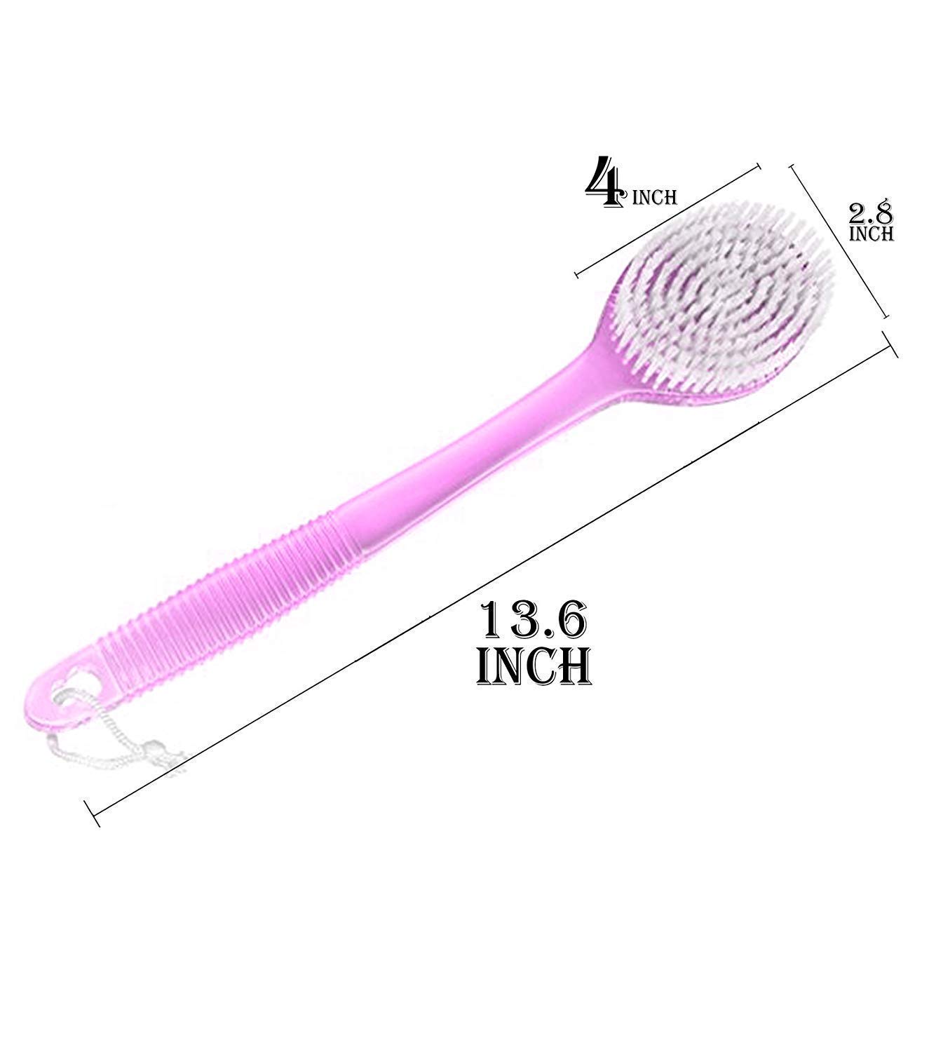 INAAYA Long Handle Back Scrubber Bath Brush for Shower & Exfoliation - Soft Bristles, Ergonomic Grip, Multi-Color Options - Perfect for Hard-to-Reach Areas & Sensitive Skin Care