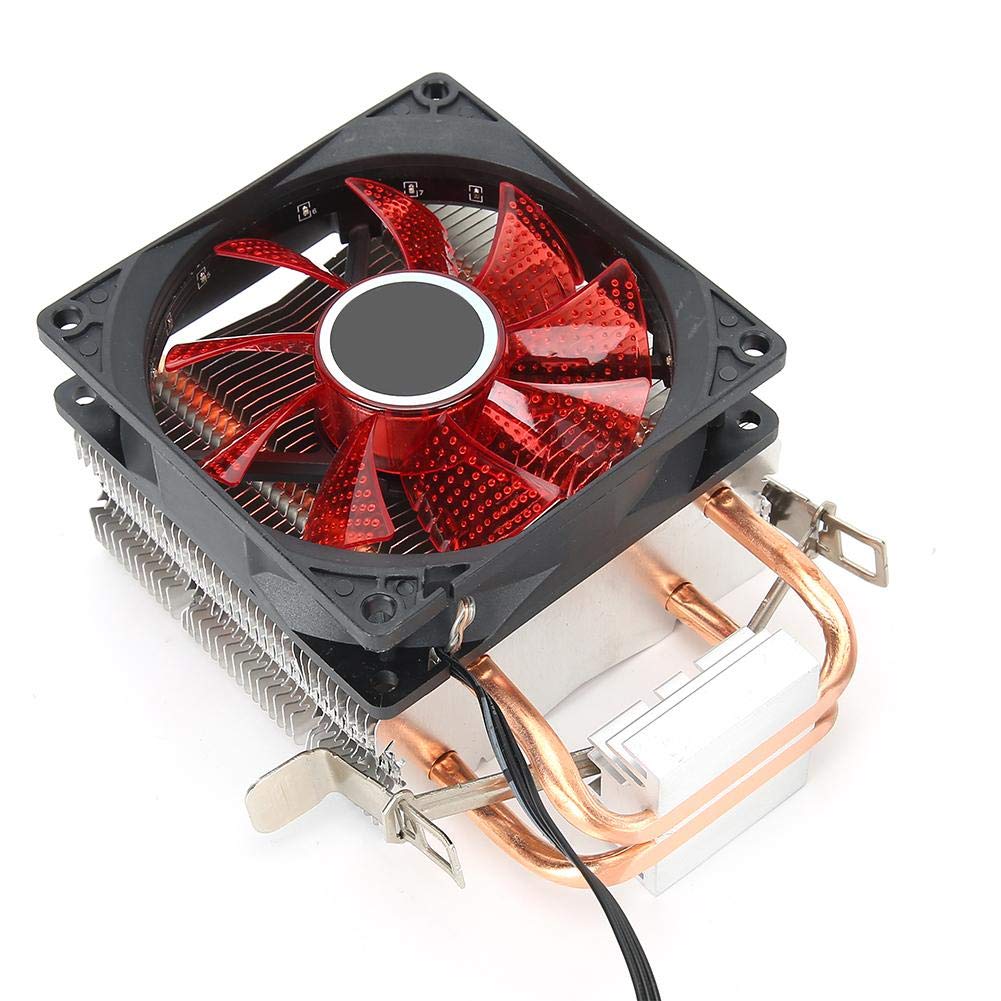 高效CPU散热风扇套装，兼容Intel 775/1155，3针接口CPU冷却风扇，红色散热片，适用于游戏电脑和高性能工作站