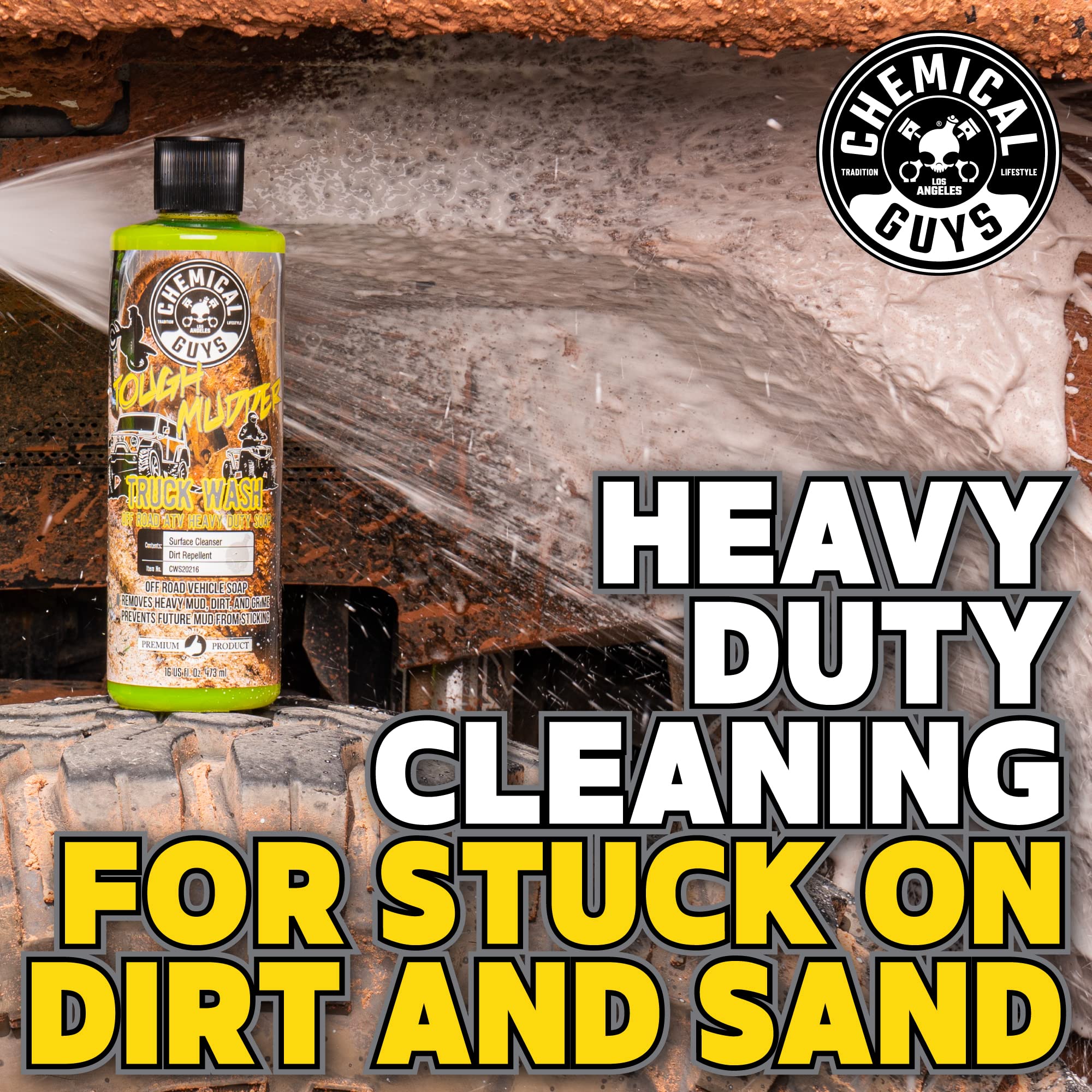 Chemical Guys EQP339 TORQ Professional Foam Cannon & Tough Mudder Truck Wash - Heavy Duty Off-Road ATV Soap (1 Gallon, 128 fl oz, Lemon Scent) - Perfect for Deep Cleaning Trucks, SUVs, ATVs & Off-Road Vehicles