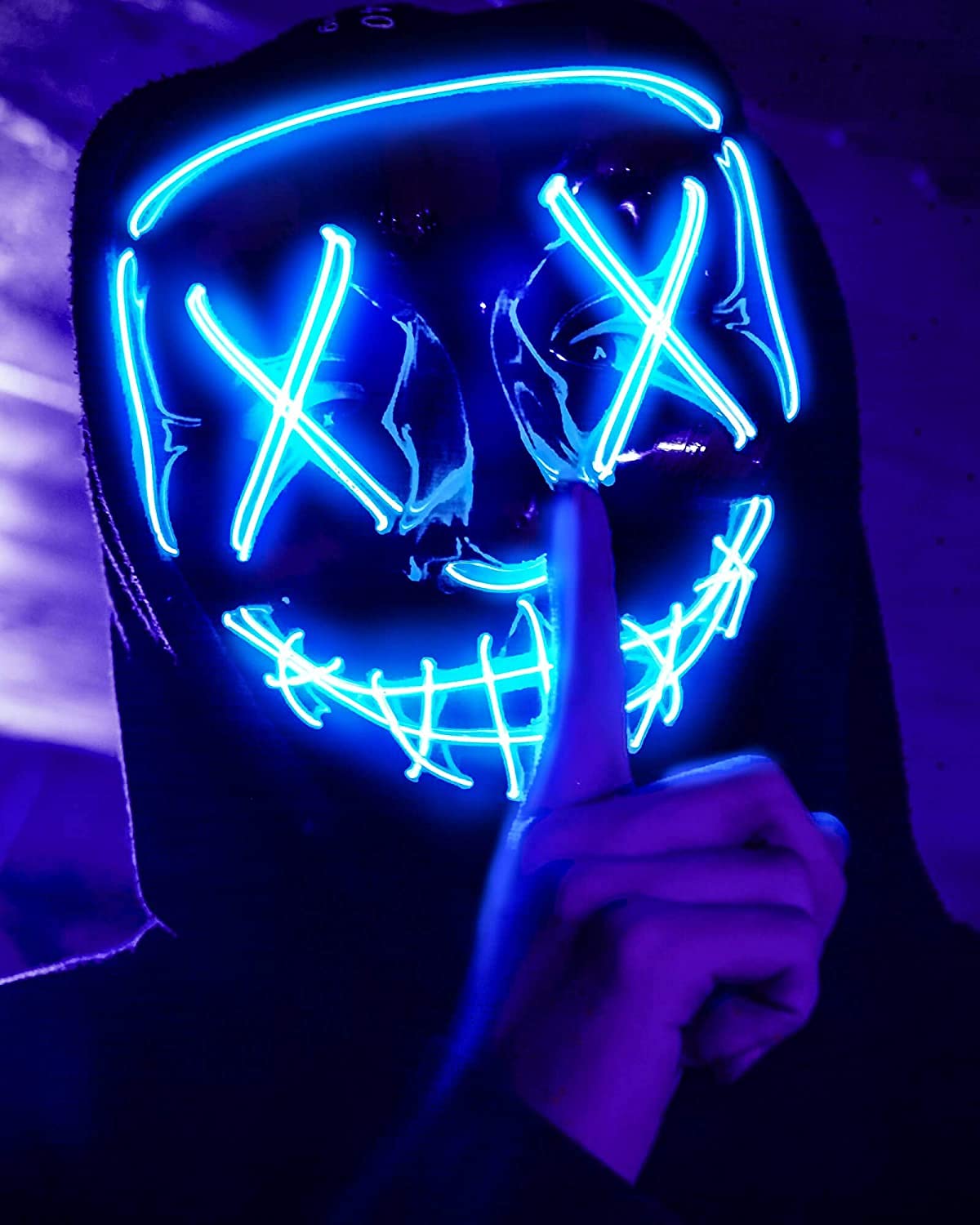 Glowing LED Halloween Mask - Scary Light Up Mask for Cosplay, Costume Parties, Christmas & Halloween Decorations - Perfect for Trick or Treat, Haunted Houses & Themed Events