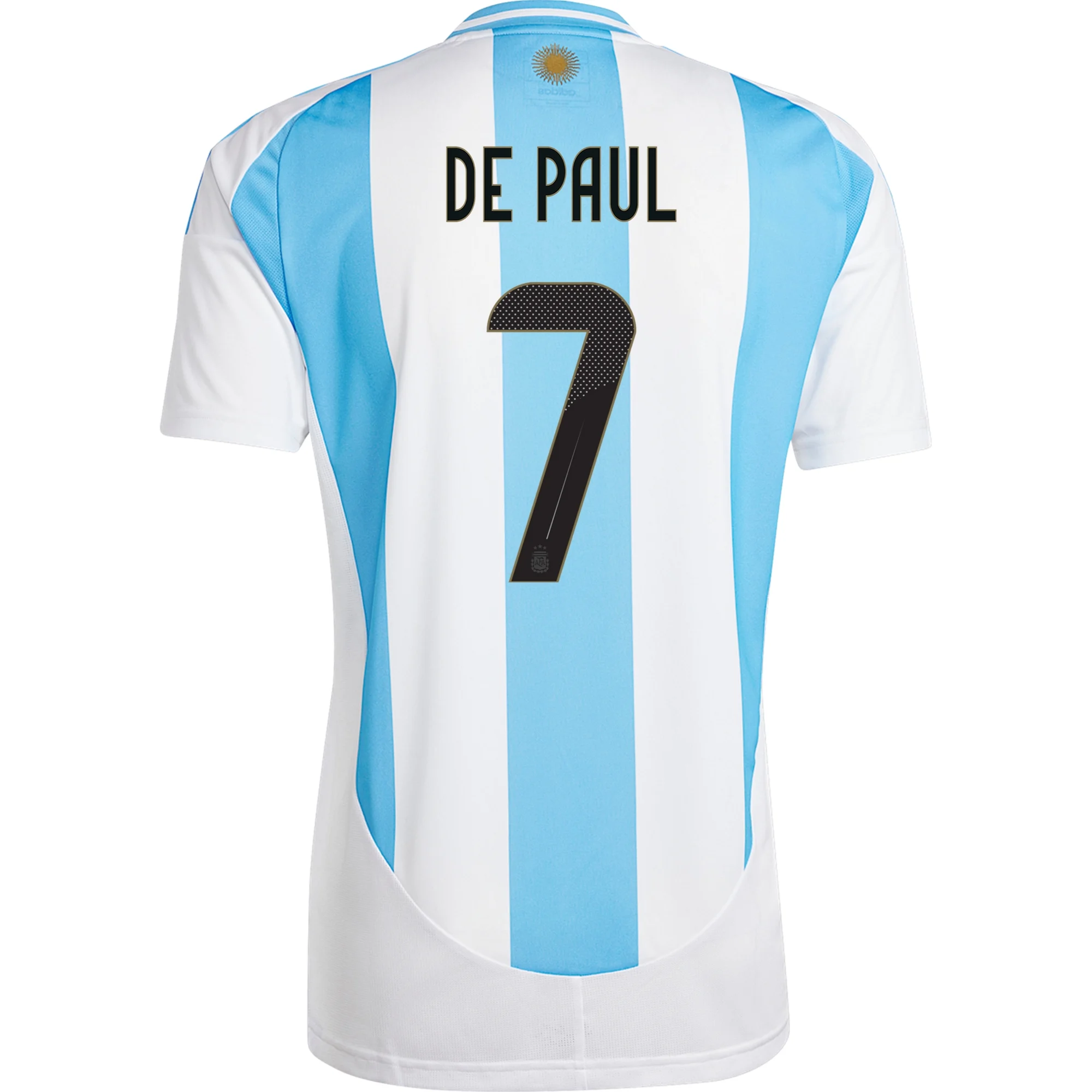 Adidas Argentina Rodrigo De Paul Home Jersey 2024-2025 - White & Blue Burst - Authentic Football Soccer Shirt for Fans & Players - Perfect for Matchdays, Training & Collecting
