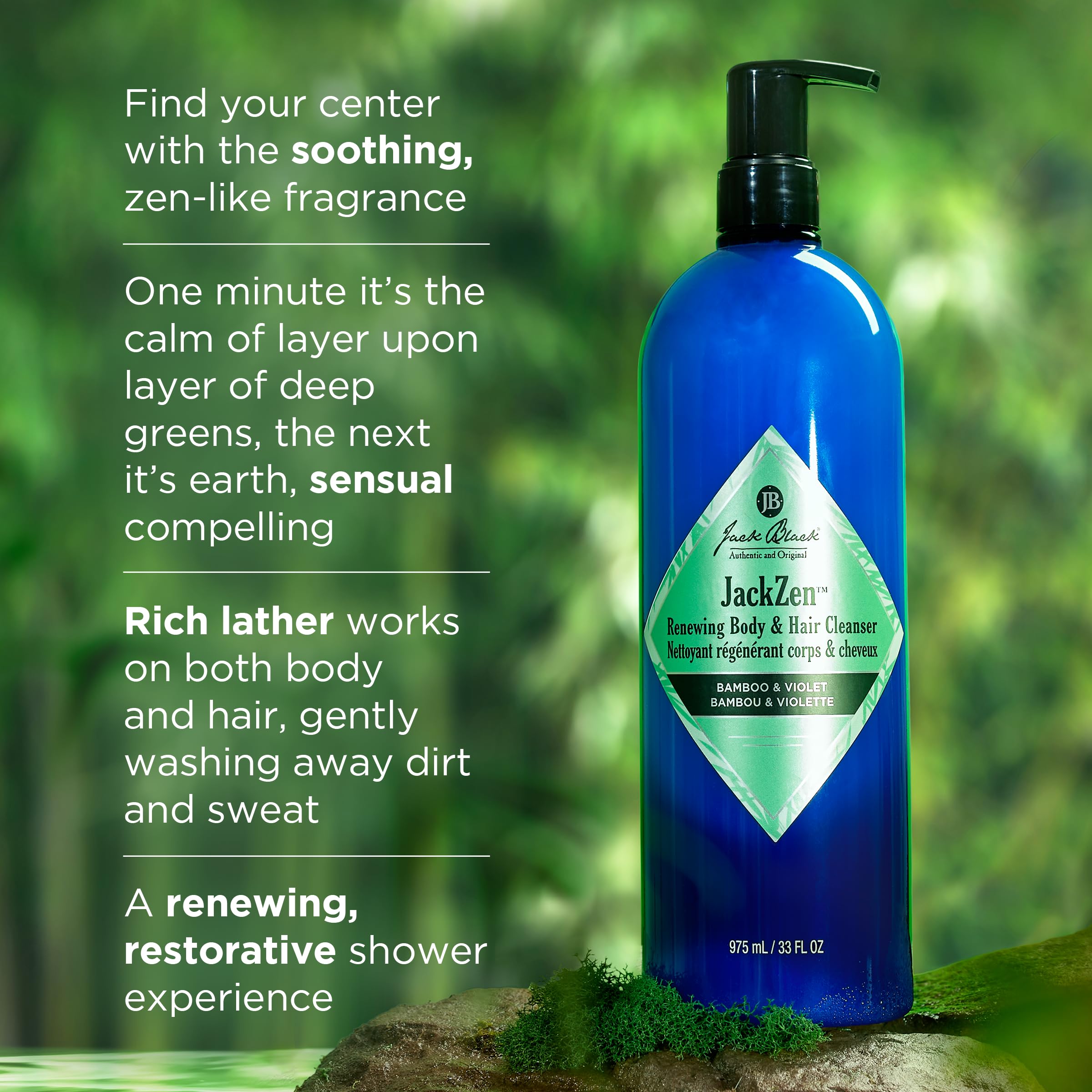 Jack Black Jackzen Renewing Body & Hair Cleanser - Earthy Fragrance Shower Gel for Men & Women | Deep Cleansing Body Wash for Dirt & Sweat | Perfect for Gym, Travel & Daily Shower Routine